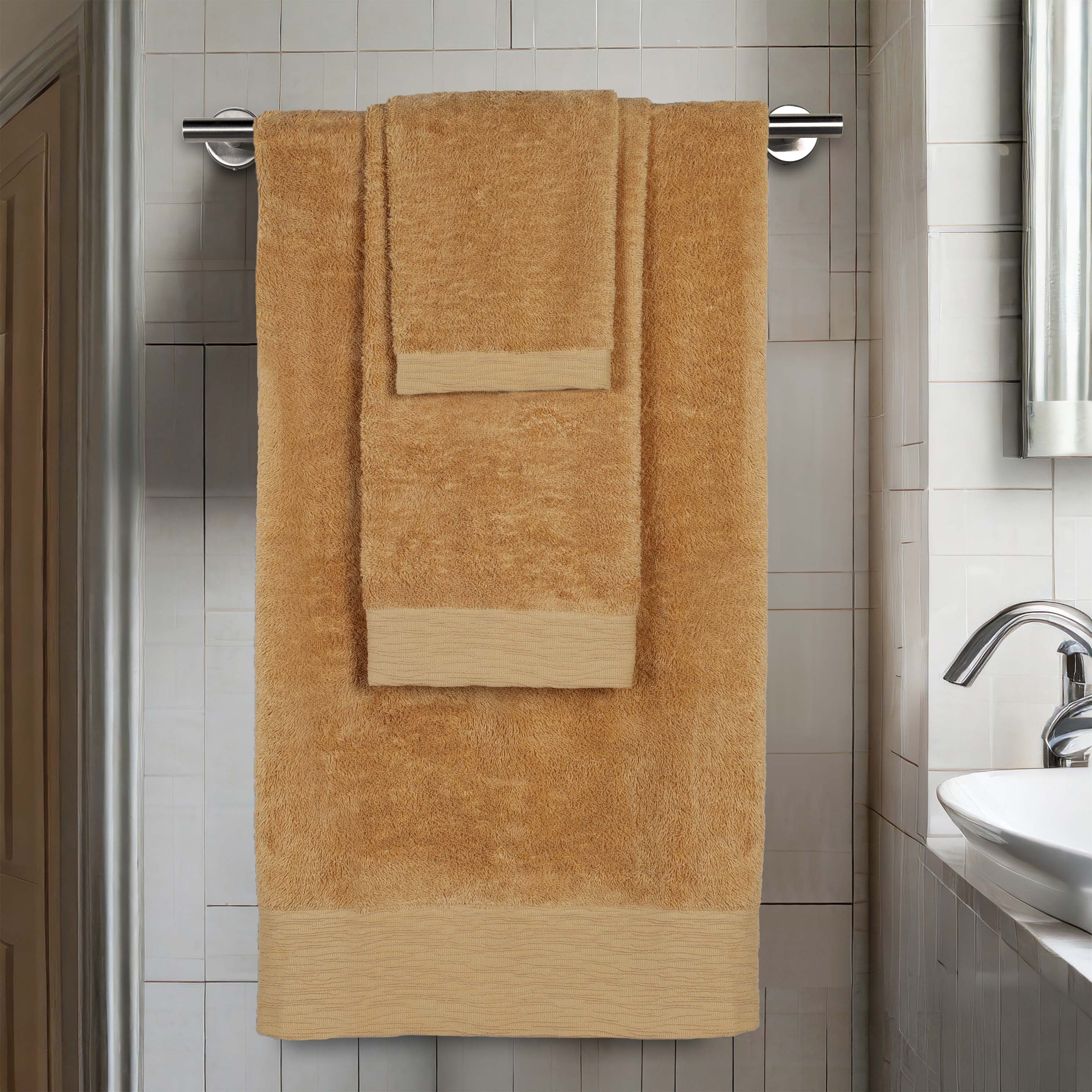 Rayon from Bamboo Eco-Friendly Soft 3-Piece Bath Towel Set - Ultra Absorbent & Hypoallergenic for Spa, Gym & Luxury Bathroom Use