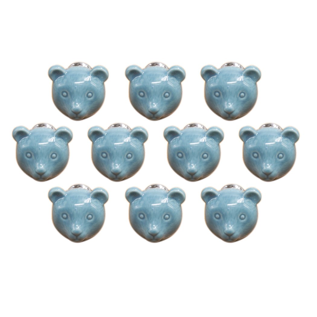Cartoon Animal Shaped Ceramic Cabinet Knobs - 10 Pack Blue Drawer Pulls for Dresser, Kitchen Cabinets & Cupboards | Fun & Durable Decorative Hardware for Kids Room, Nursery & Home Decor