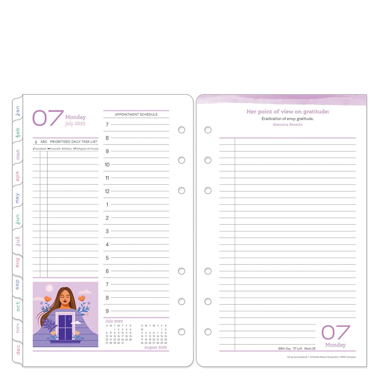 FranklinCovey Compact Two-Page Per Day Ring-Bound Planner (July 2025 - June 2026) - Women's Daily Organizer with Her Point of View Design - Perfect for Work, School & Personal Goal Tracking