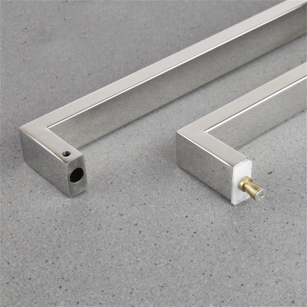 Stainless Steel Square Double Curved Glass Door Handle for Shower & Bathroom - Durable Bath Hardware for Modern Home & Commercial Use