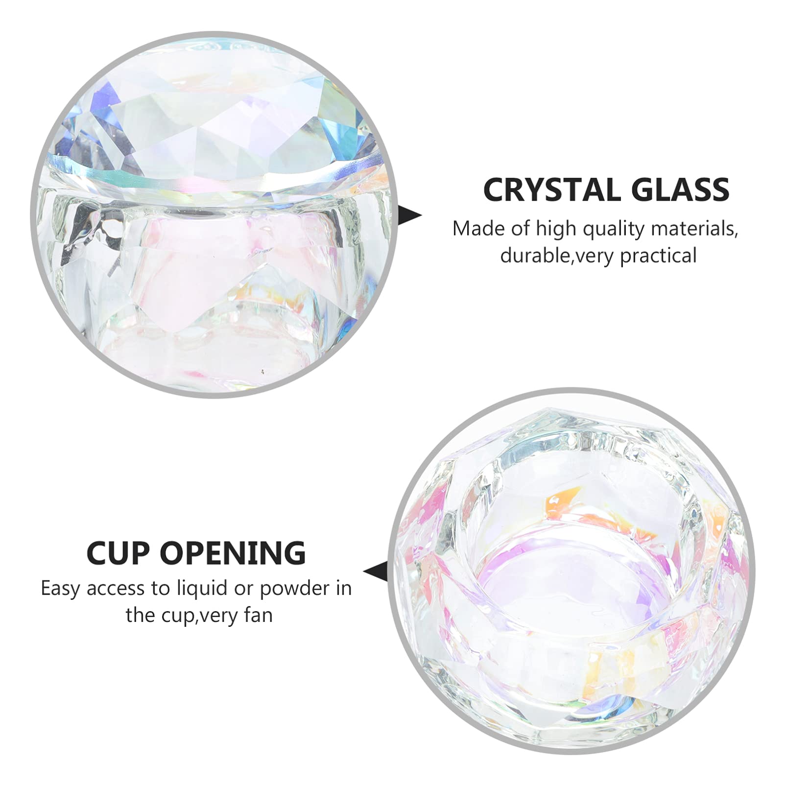 Clear Glass Dappen Dish with Lid - Crystal Nail Art Liquid Container for Manicure Tools, Nail Polish Pen Holder & Acrylic Powder Mixing | Perfect for Salon, Home Nail Care & DIY Nail Art Designs