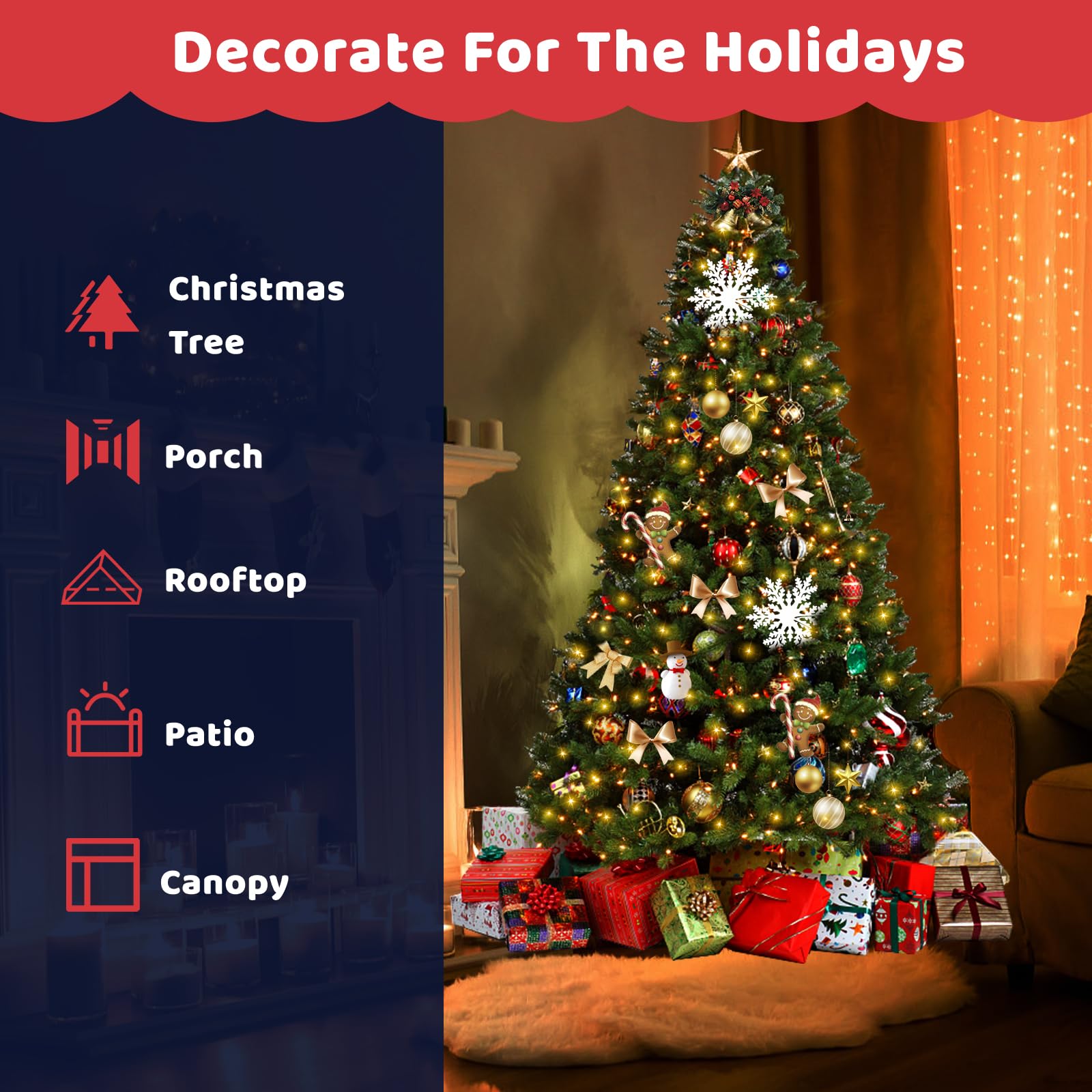 WISD 338ft 1000 LED Waterproof Christmas String Lights - 12 Lighting Modes, Twinkle Fairy Lights for Indoor/Outdoor Decor - Perfect for Xmas Tree, Backyard, Wedding, Party, Garden, Balcony & Porch - Warm White