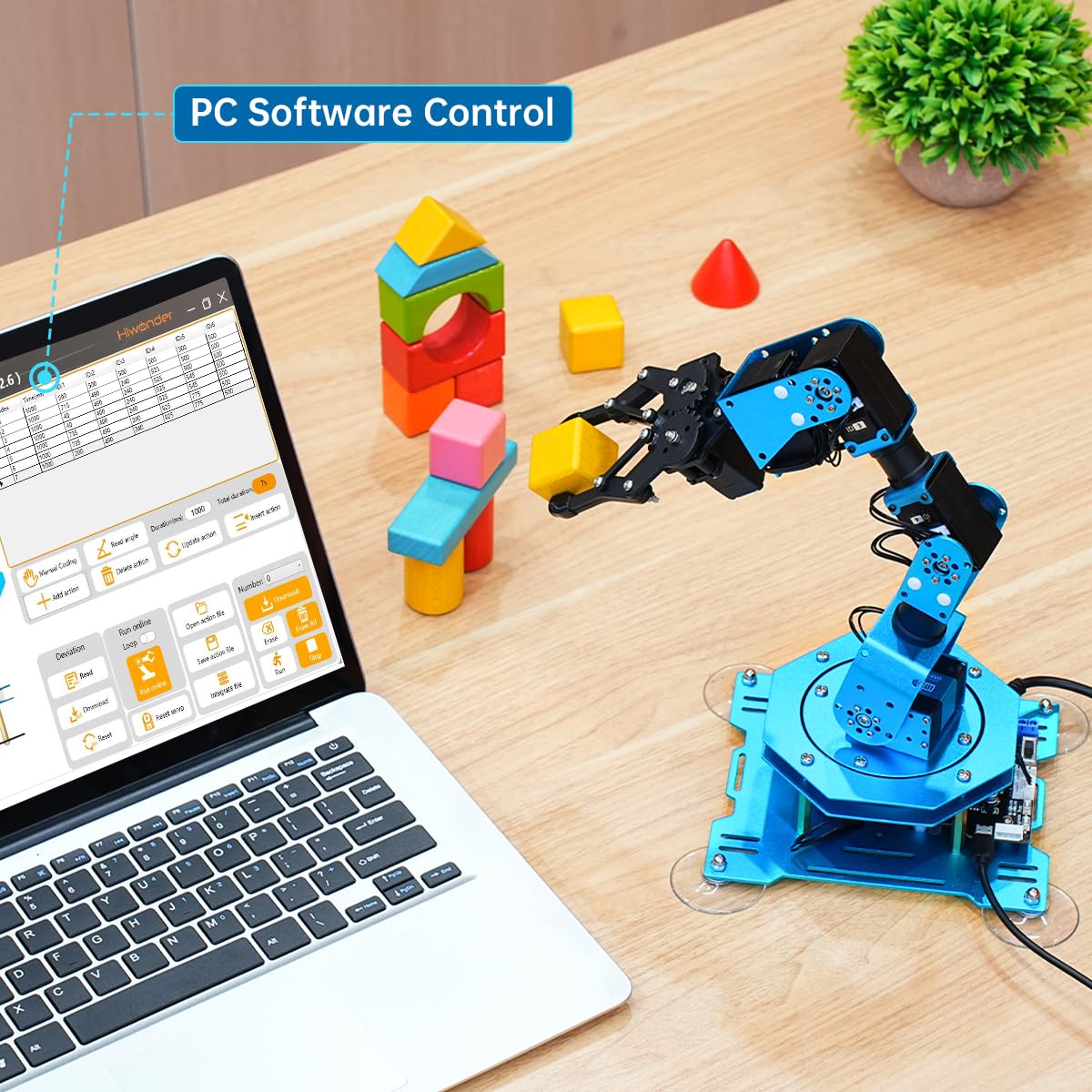 Hiwonder xArm1S 6DOF Robotic Arm Kit for Arduino Coding & STEM Education - 6-Axis Full Metal Robot Arm with Wireless Controller, PC/App/Mouse Control | Perfect for Programming Learning, DIY Projects & Classroom Robotics