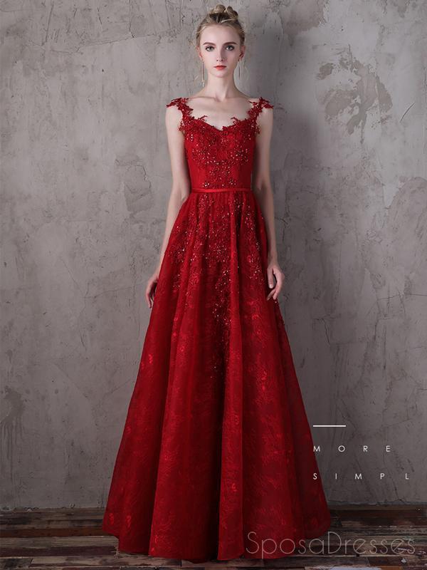 Elegant Dark Red A-Line V-Neck Long Prom Dress with Lace Straps | Formal Evening Party Gown for Homecoming, Prom Night & Special Occasions