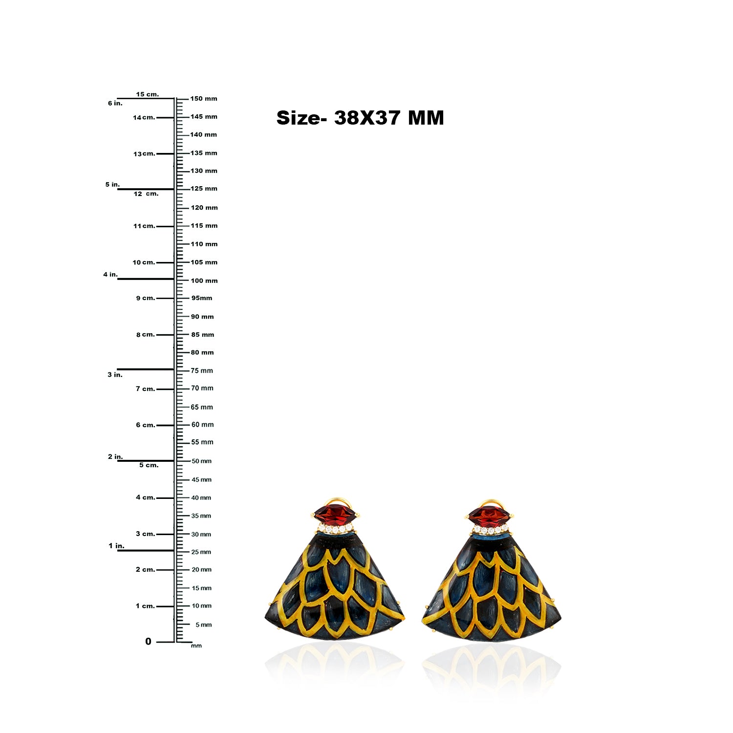 Exquisite Marquise Cut MOP & Garnet Pave Diamond Enamel Dangle Earrings in Gold - Perfect for Weddings, Parties & Special Occasions