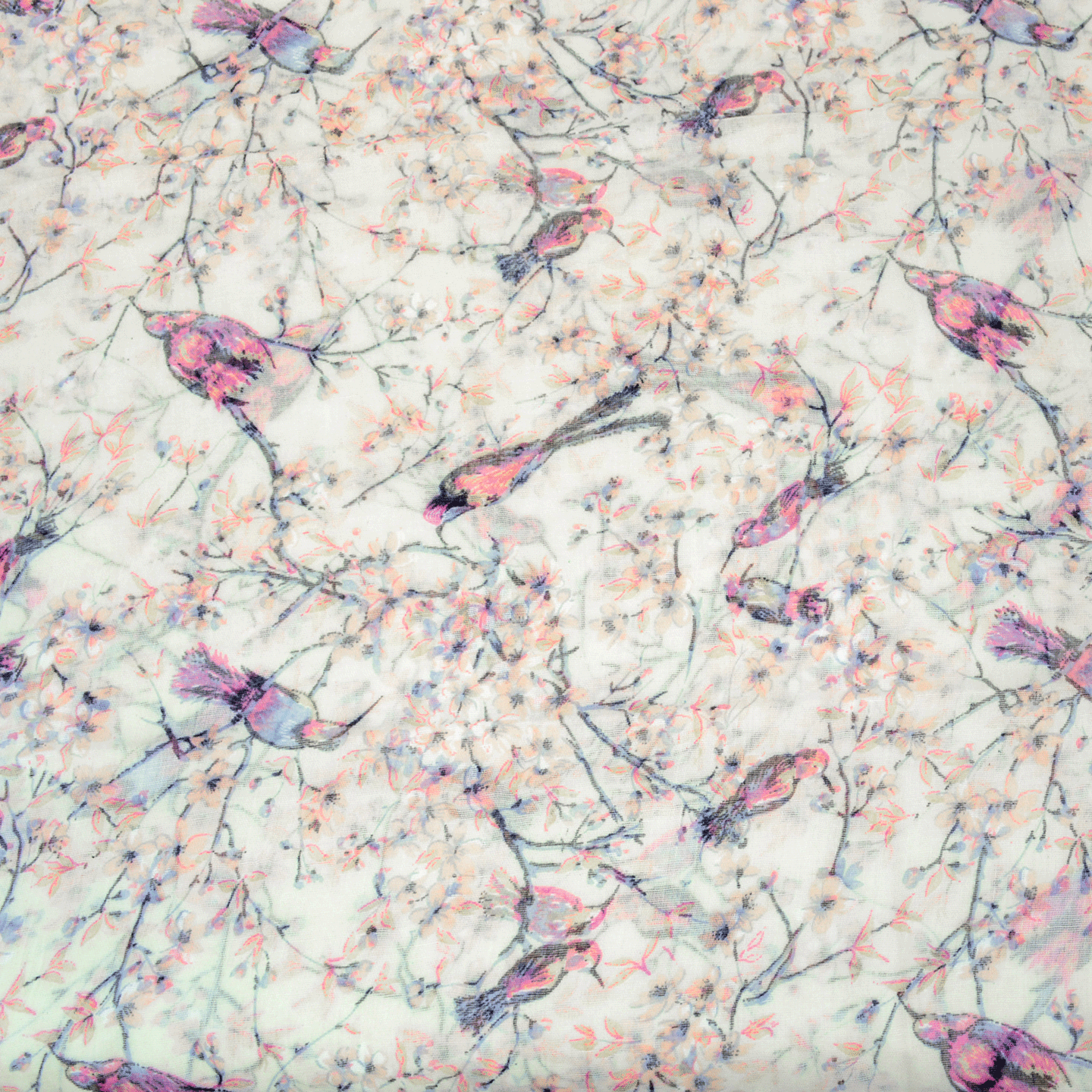 Stylish Birds & Blossoms Printed Scarf - Lightweight Fashion Accessory for Women - Perfect for Spring Outfits, Office Wear & Special Occasions