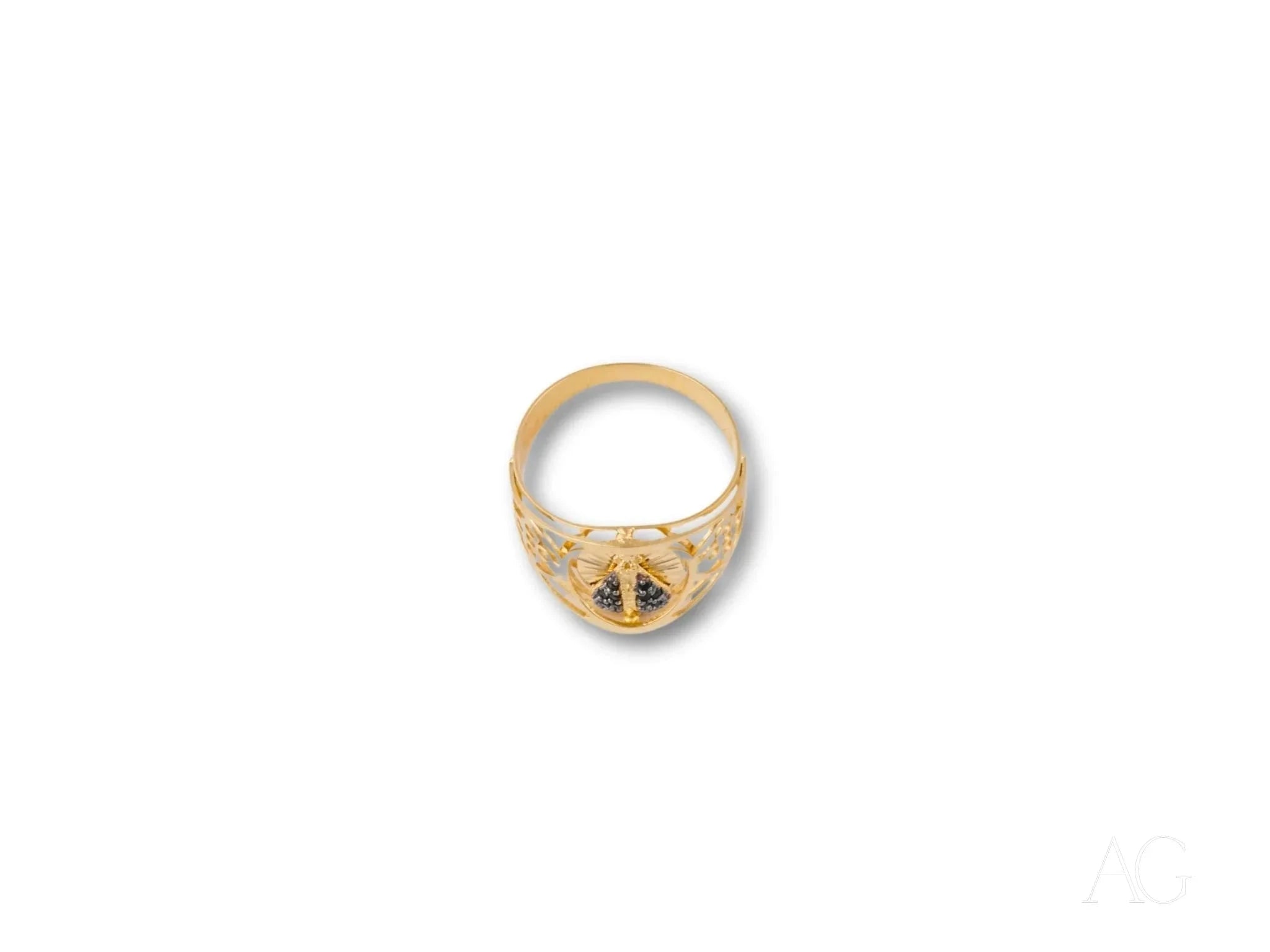 18k Yellow Gold Our Lady of Aparecida Devotional Ring - Elegant Religious Jewelry for Catholic Faithful, Prayer & Special Occasions