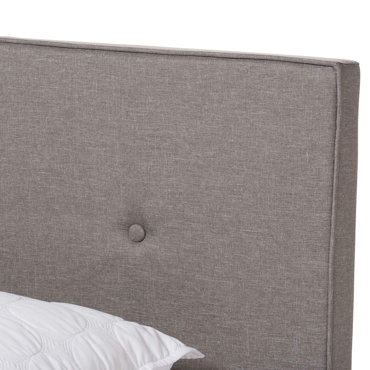 Baxton Studio Hampton Modern Light Grey Fabric Upholstered Full Size Bed Frame - Contemporary Bedroom Furniture for Small Spaces & Guest Rooms