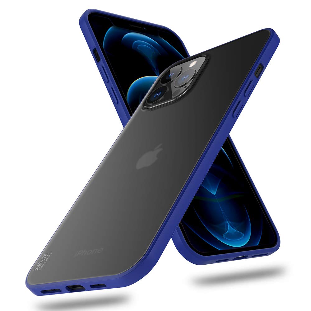 X-Level iPhone 12 Pro Max Case 6.7 Inch (2020) - Shockproof Translucent Matte PC Cover with Soft Edges & Anti-Fingerprint Protection | Perfect for Everyday Use, Travel Protection & Office Style (Blue)
