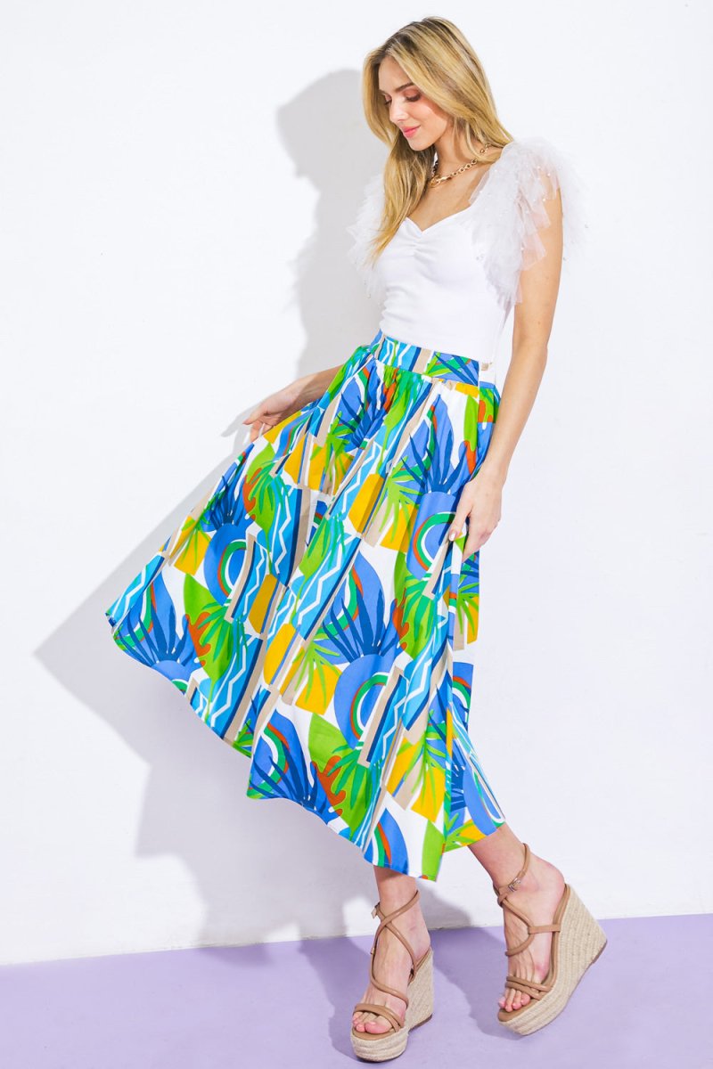 Stylish ARE WE THERE YET Woven Midi Skirt for Women | Flowy A-Line Summer Skirt | Perfect for Beach Vacations, Date Nights & Casual Outings