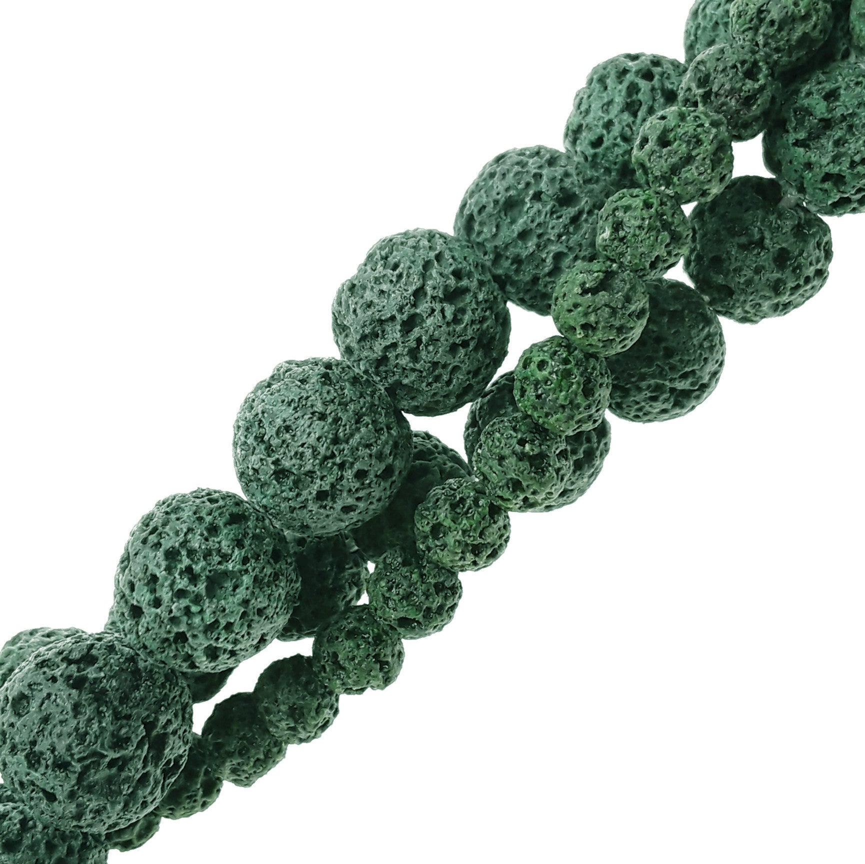 Dark Green Lava Rock Stone Beads 6mm 8mm 10mm 12mm 15.5 Inch Strand - Natural Volcanic Gemstone Beads for Jewelry Making, Meditation, and DIY Crafts