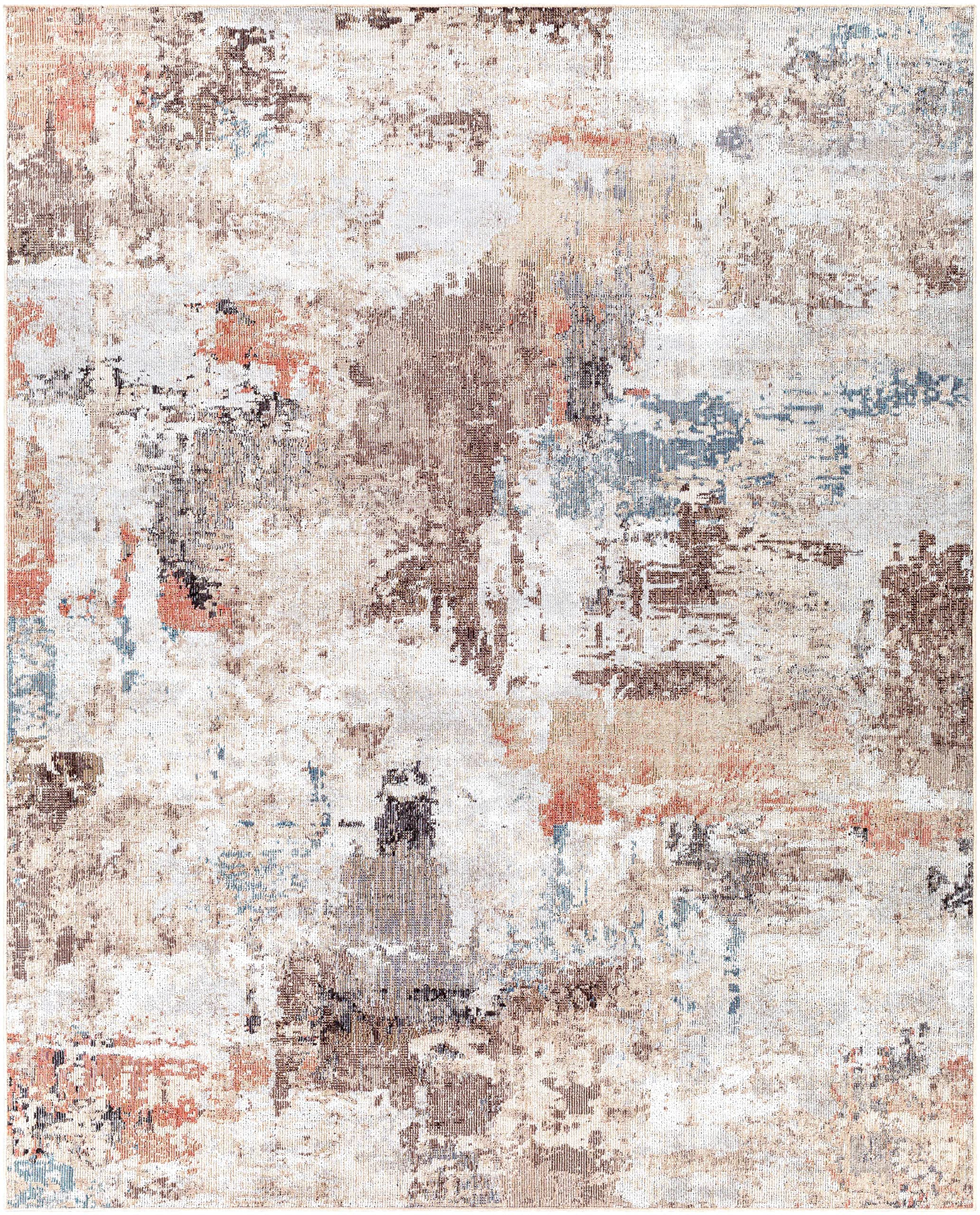 Hauteloom Winkleigh Modern Area Rug for Living Room, Bedroom, Patio - Dark Red, Peach, Light Brown - 5'3