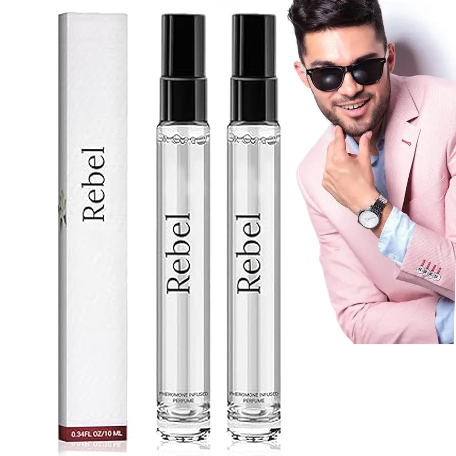 Rebel Pheromone Cologne for Men - Long Lasting Fragrance by Alloura (2PCS) | Attract Confidence & Enhance Charisma | Perfect for Dates, Nightlife & Special Occasions