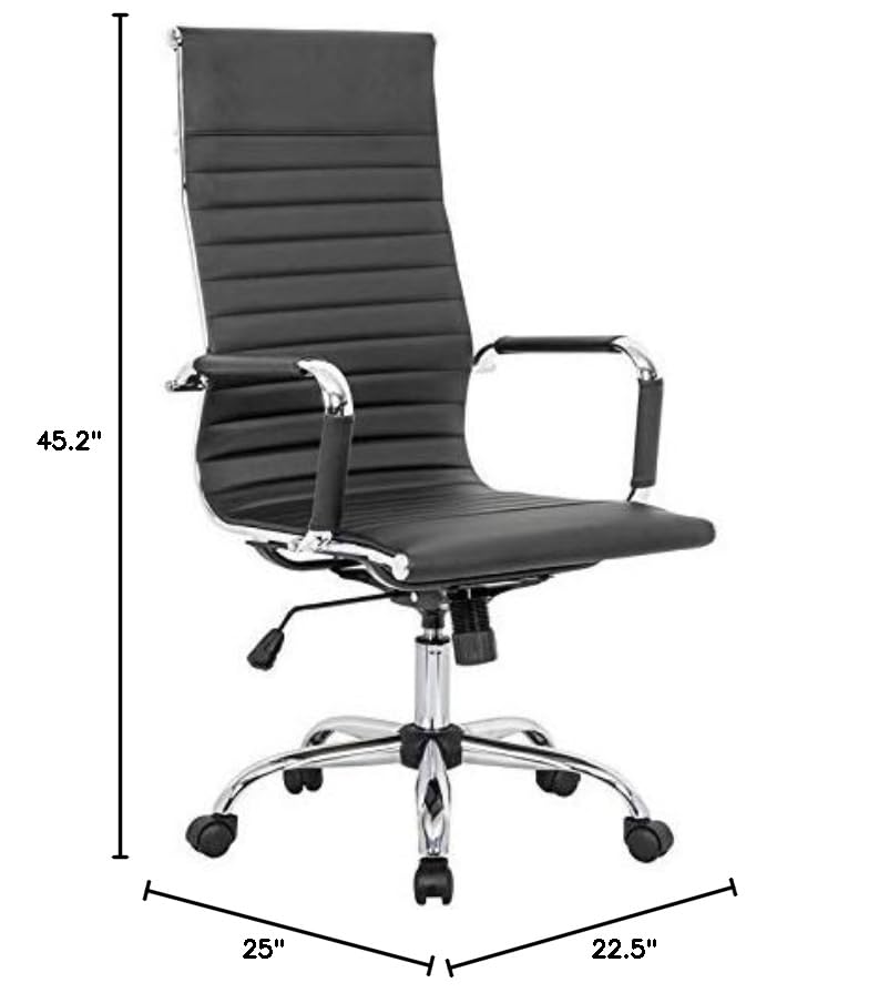 LeisureMod Harris Ergonomic Office Chair - Black - Adjustable Height & Lumbar Support for Home & Office Workspaces