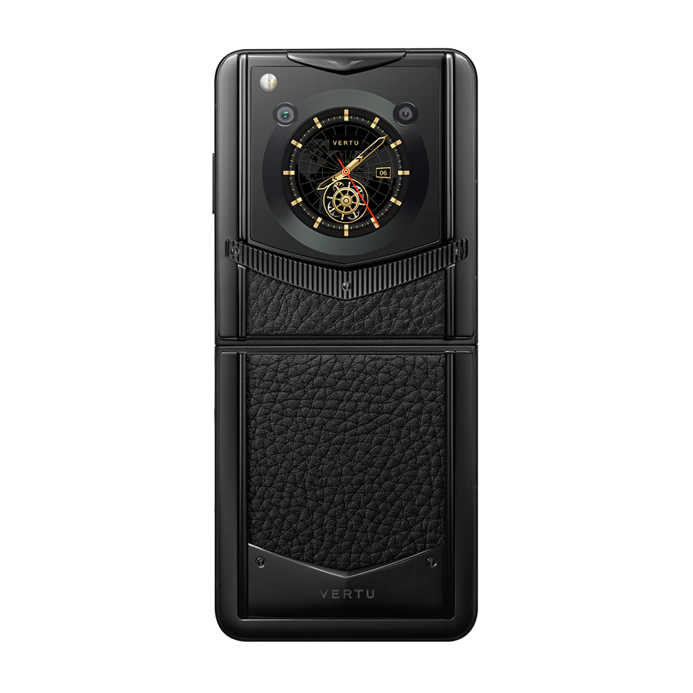 VERTU IRONFLIP Luxury Flip Phone - BLC/BLS Jade Black Calf Leather - Exclusive BES Fee - Perfect Business & Executive Gift for Professionals