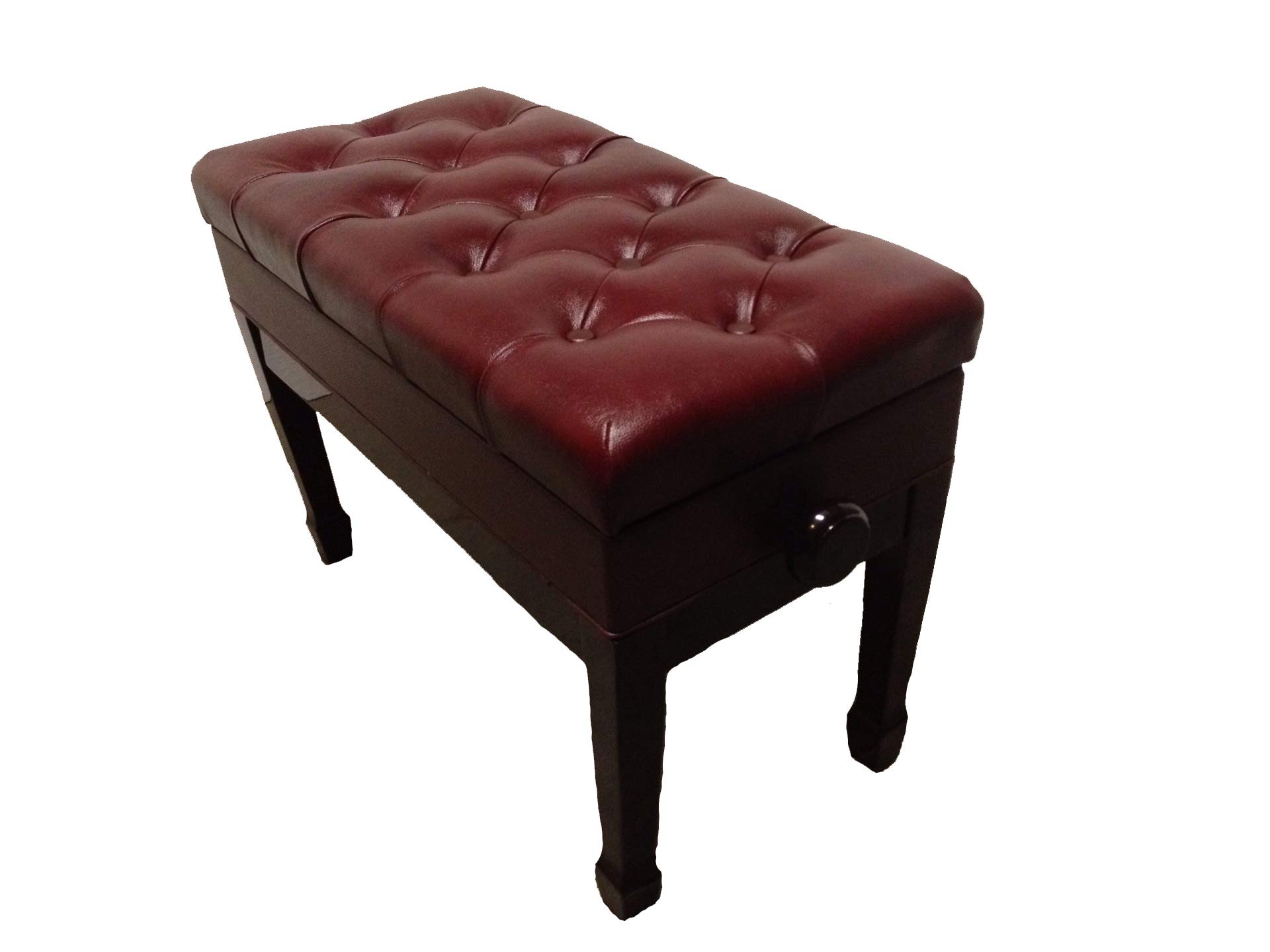 Premium Adjustable Duet Size Mahogany Piano Bench - Genuine Leather Seat with Music Storage - Perfect for Home Studios, Music Lessons & Concert Halls