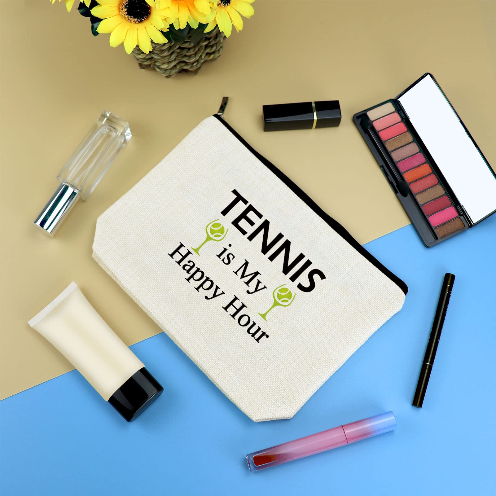 Tennis Gifts for Women - Premium Cosmetic Makeup Bag for Tennis Players, Coaches & Lovers - Perfect Birthday, Christmas Gift for Friends & Coworkers - Travel Pouch for Tennis Team & Sports Enthusiasts