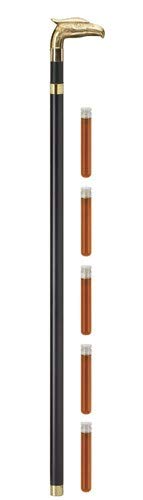 Majestic Eagle Hidden Flask Walking Cane - Decorative Cane with 5 Included Glass Flasks for Outdoor Events, Costume Parties & Gifts
