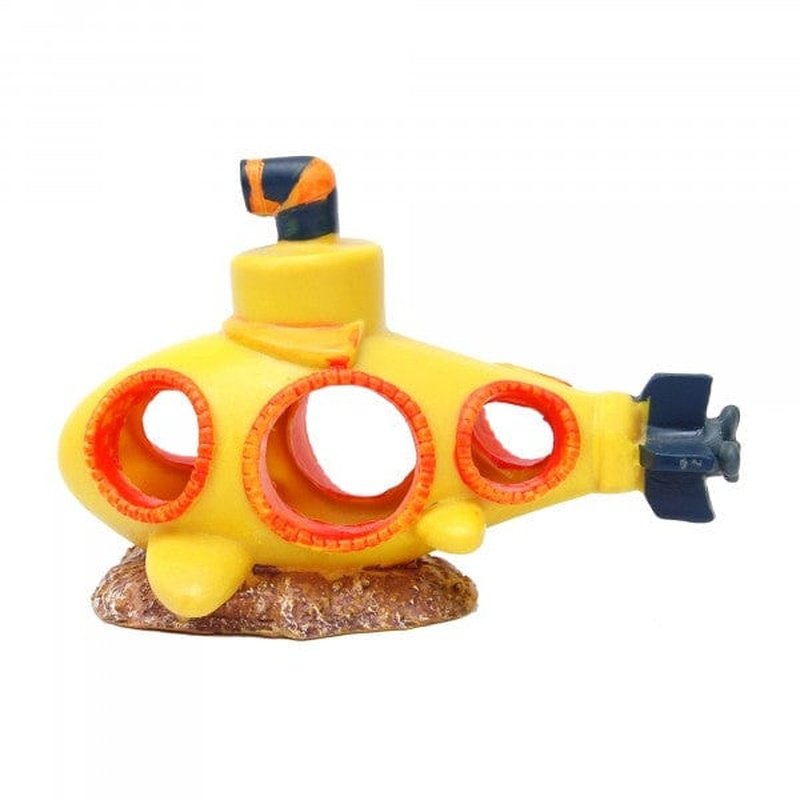 Bioscape Yellow Submarine Aquarium Decor - 15 x 11cm Underwater Shipwreck for Fish Tank, Perfect for Betta Fish and Tropical Aquariums