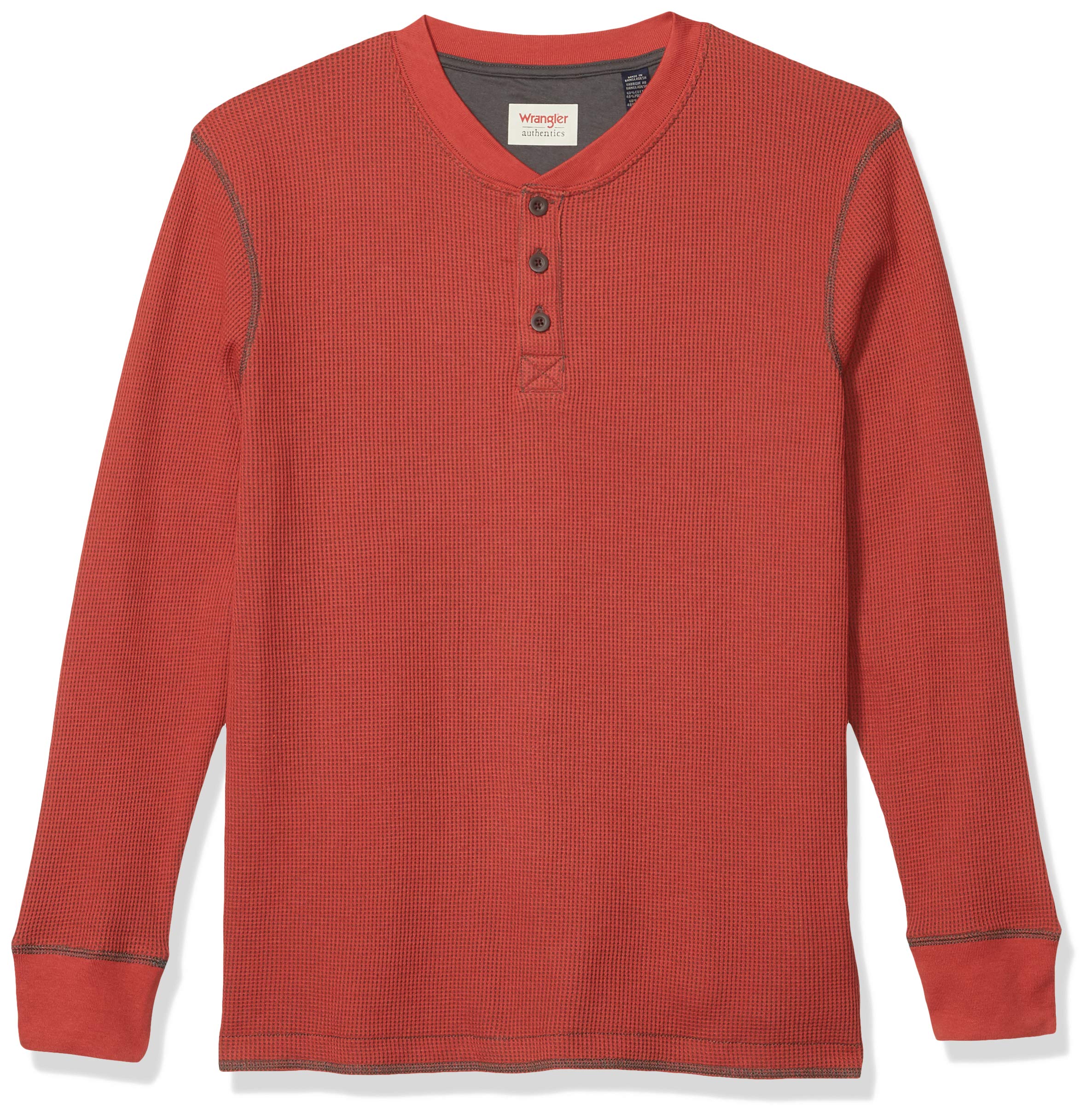 Wrangler Authentics Men's Long Sleeve Waffle Henley Shirt - Comfortable Thermal Knit Top for Casual Wear, Outdoor Activities & Layering in Cold Weather