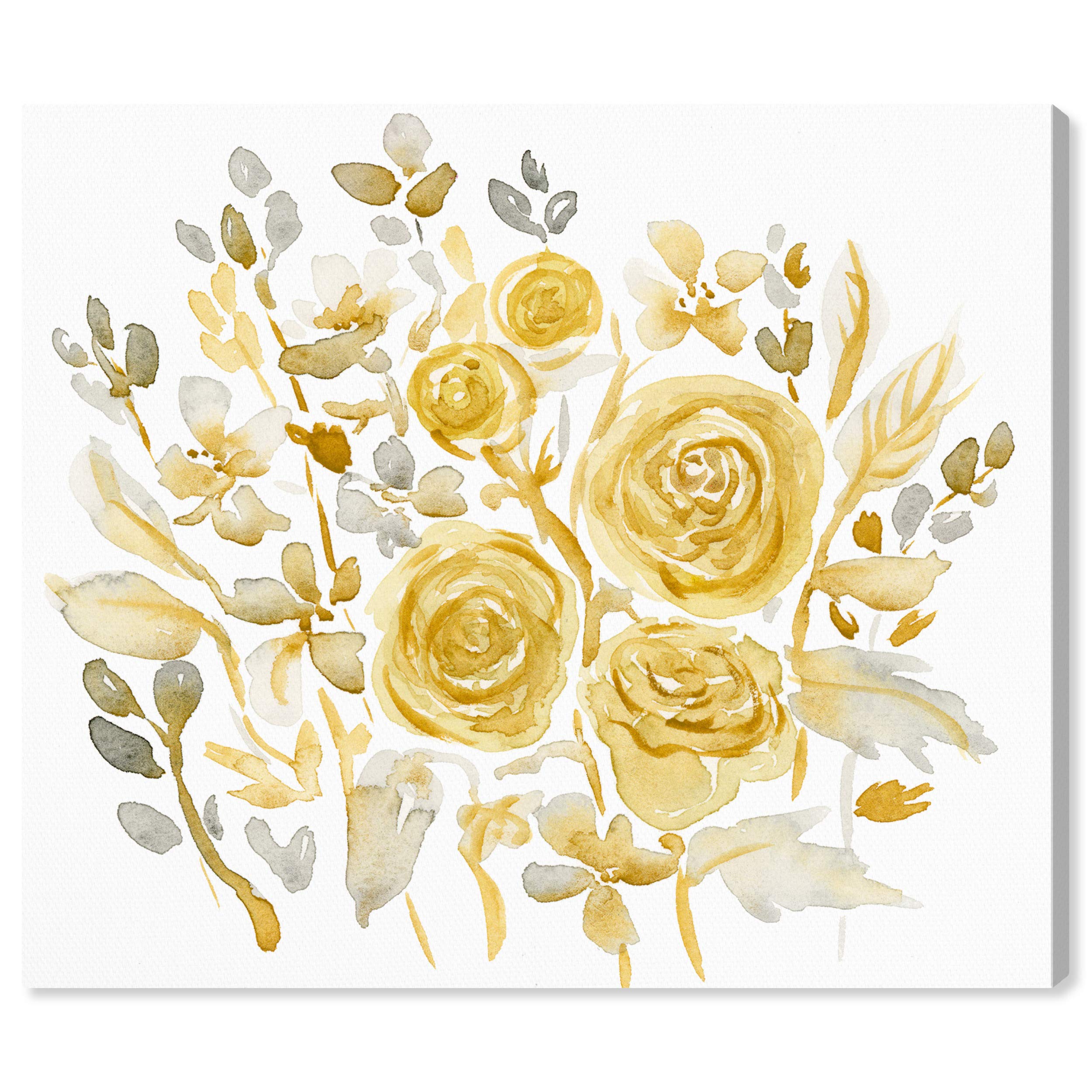 Golden Garden Floral Wall Art Canvas Print - 24