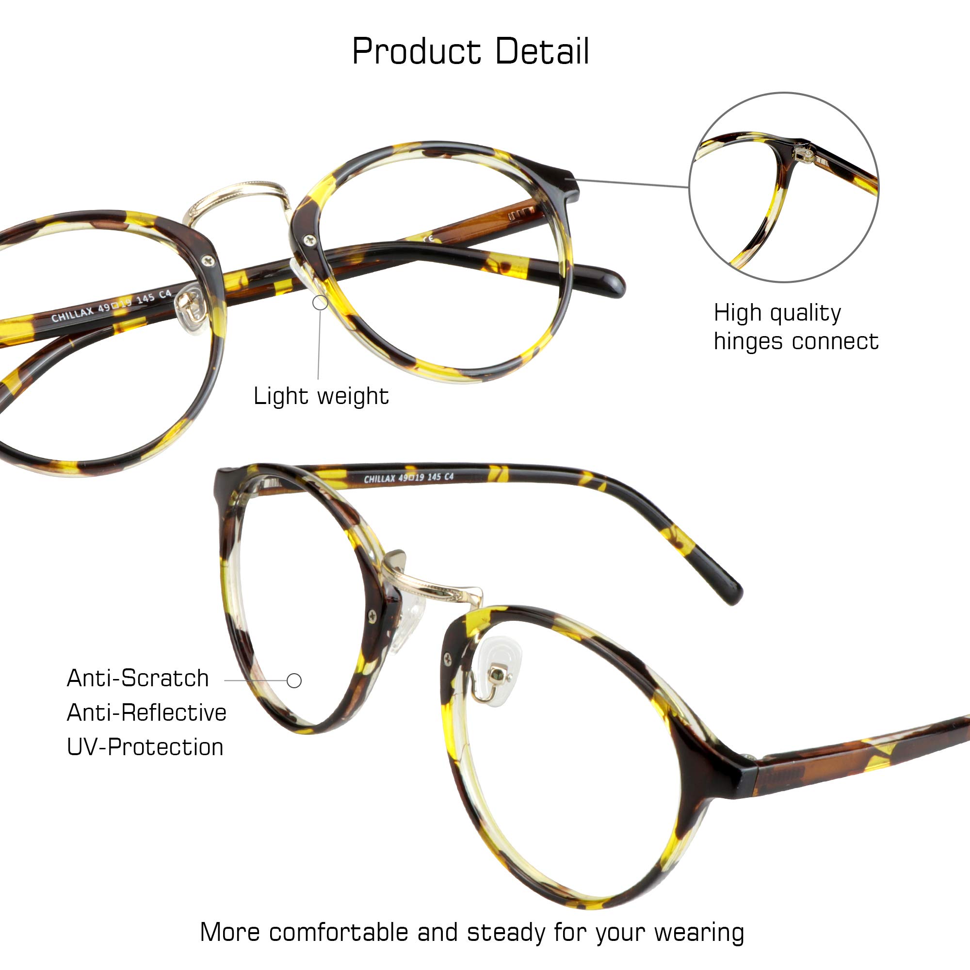 VisionGlobal Blue Light Blocking Glasses for Women & Men - Anti Eyestrain Computer Glasses with Stylish Oval Frame for Screen Time, Gaming & Office Work