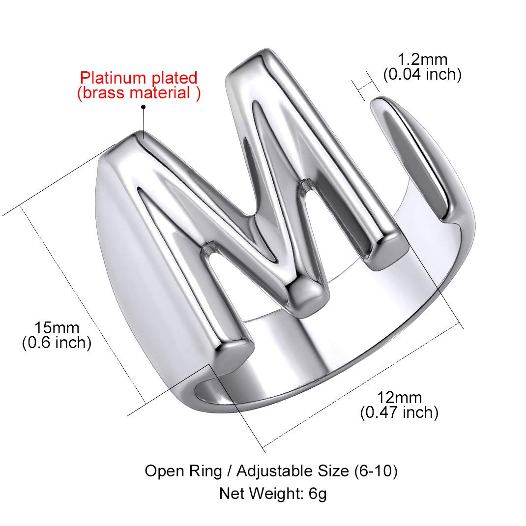 GOLDCHIC Adjustable Initial Letter Ring A-Z | Personalized Women's Jewelry Gift for Mom & Girls | Everyday Wear & Special Occasions