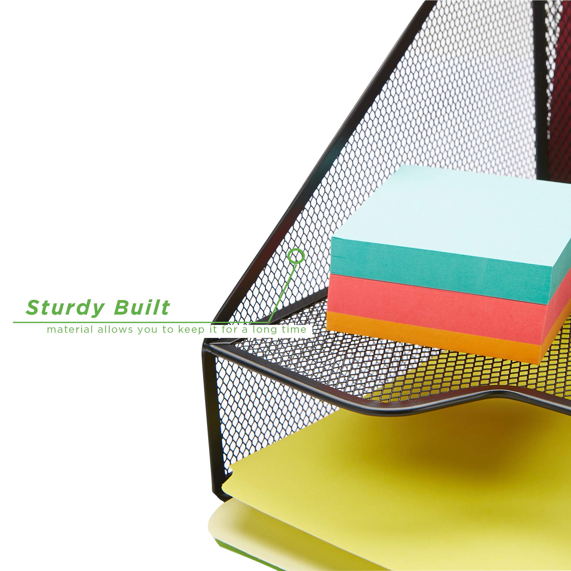Mind Reader 3-Section Mesh Desk File Organizer - Black Document Letter Tray for Folders, Mail & Stationery | Perfect Office Desk Accessory for Home, School & Workplace Organization
