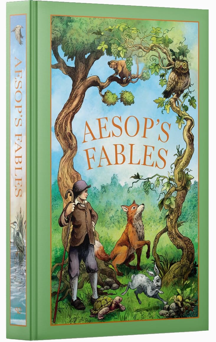 Aesop's Fables Leather Bound Hardcover Book - Classic Moral Stories for Teens & Adults Age 14+ - Perfect for Gift Giving, Home Library & Educational Reading