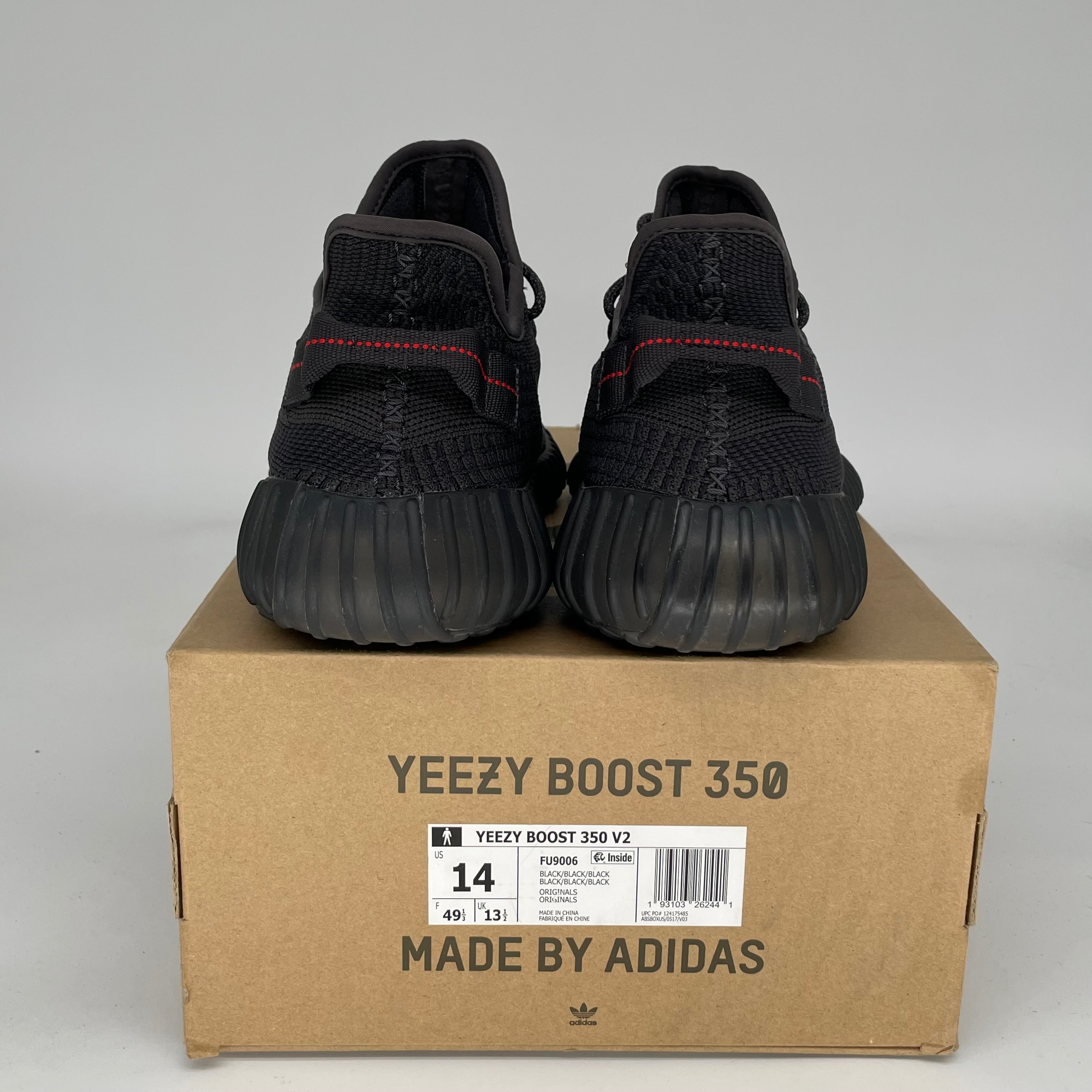 Adidas Yeezy Boost 350 V2 Black Non-Reflective Men's Running Shoes Size 14 - Comfortable Sneakers for Casual Wear, Gym & Street Style (FU9006)