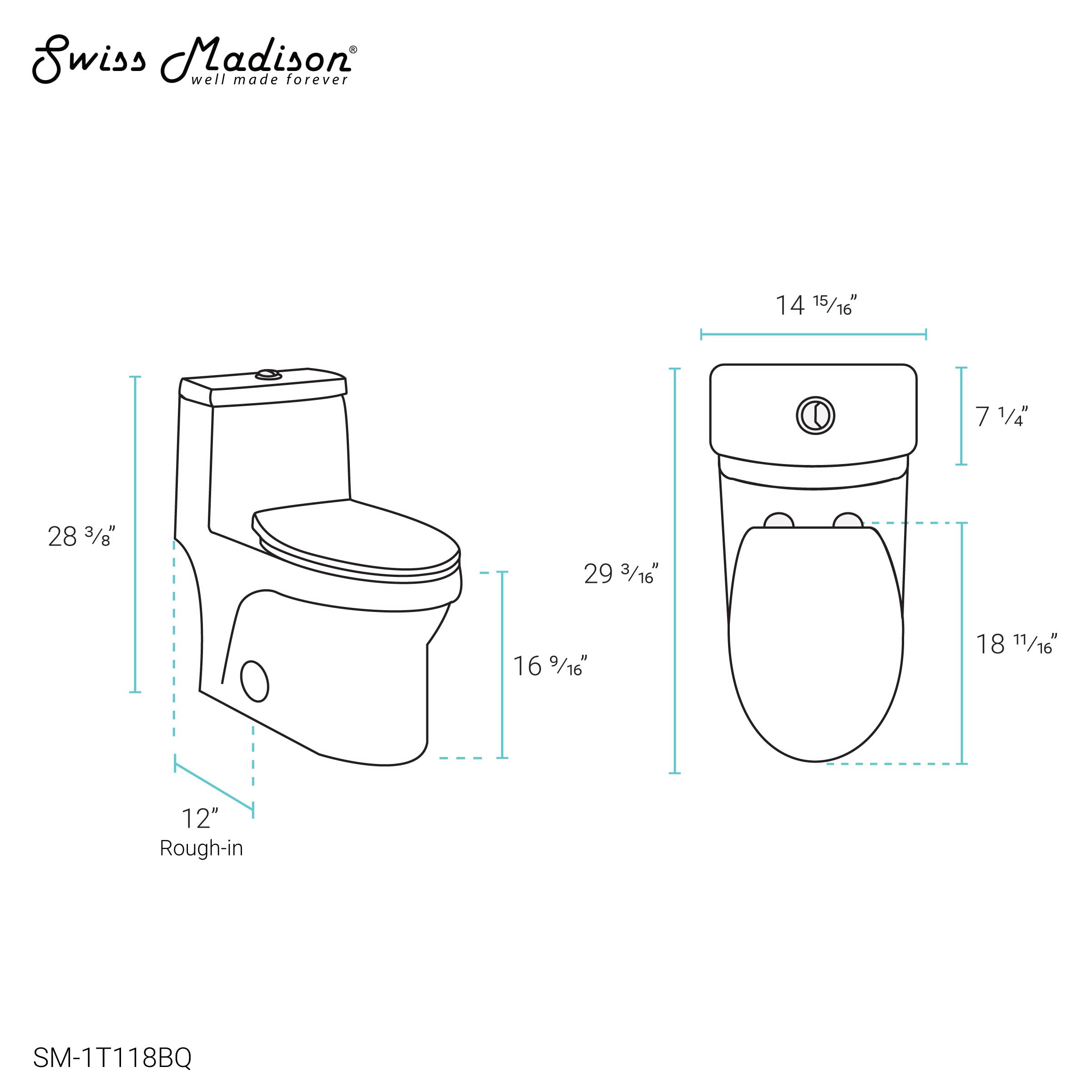 Swiss Madison SM-1T118 Virage One Piece Toilet - Modern Elongated ADA Compliant Dual Flush (0.8/1.28 GPF) Bathroom Toilet in Bisque - Perfect for Small Bathrooms, Powder Rooms & Water-Efficient Homes