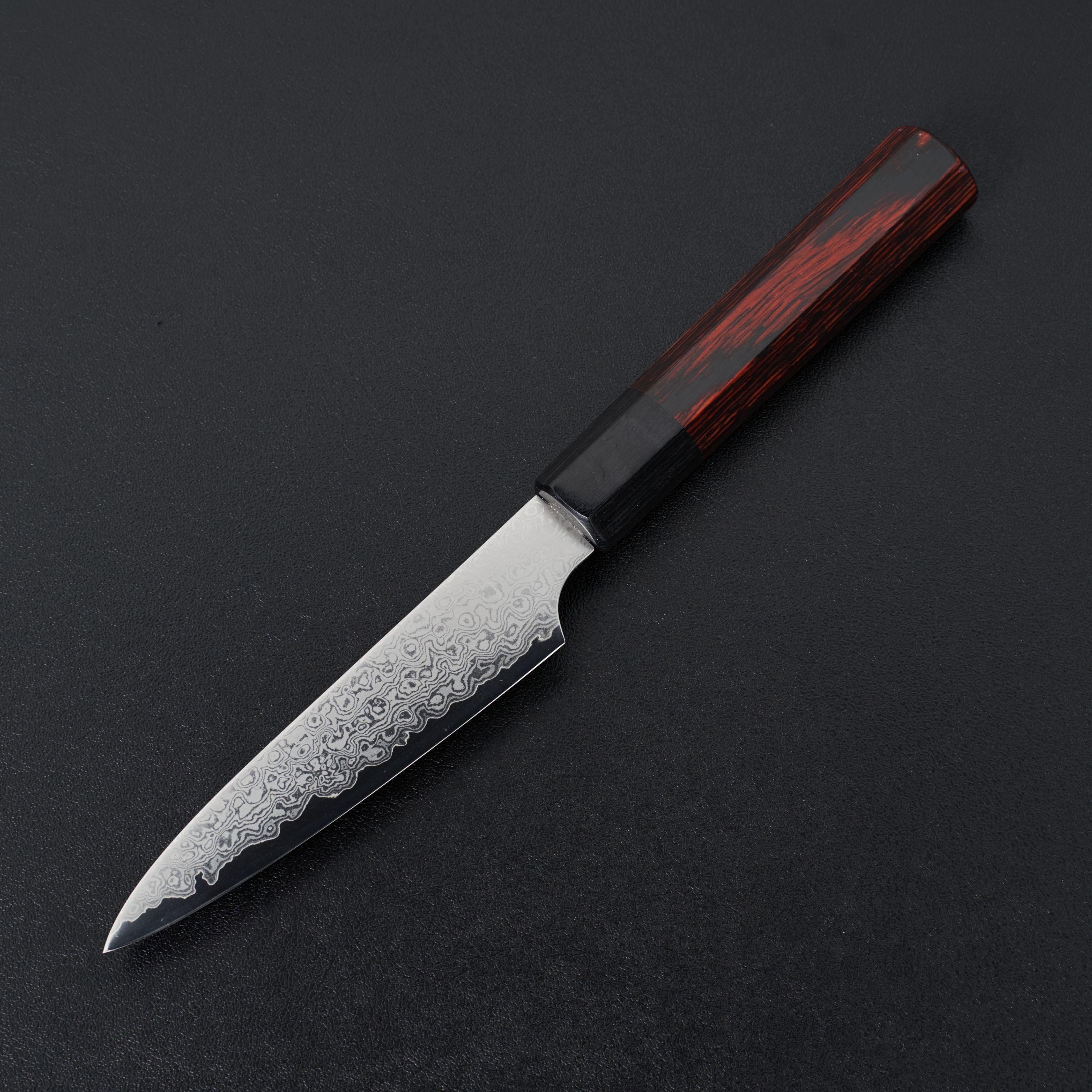 Hitohira Imojiya TH Damascus Petty Knife 120mm - Japanese Chef Knife with Pakka Wood Handle for Precision Slicing, Chopping & Garnishing - Perfect for Home Cooks & Professional Chefs