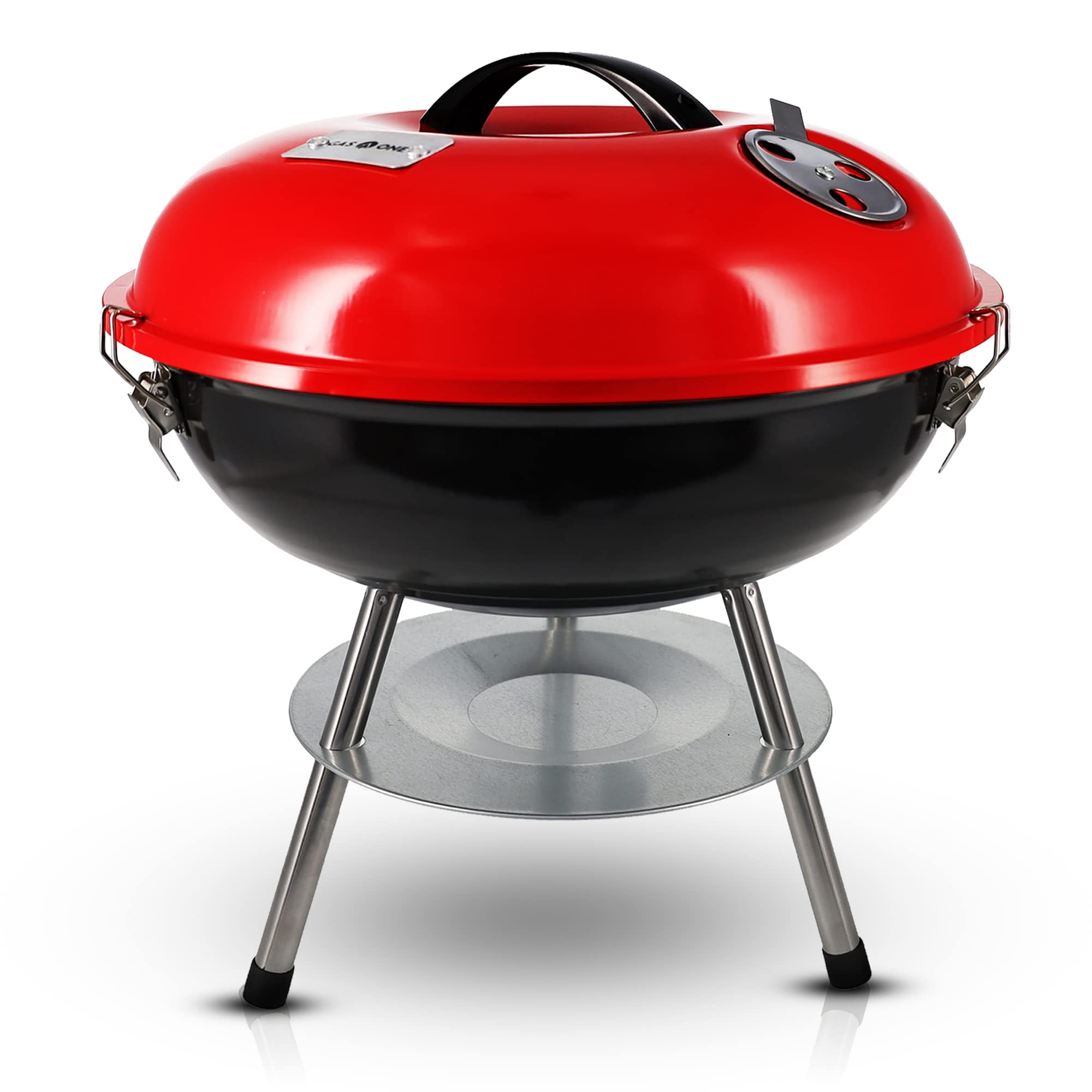 Gas One 14-Inch Portable Charcoal Grill - Compact BBQ with 3-Point Locking Lid & Dual Venting System for Even Heat - Perfect for Backyard, Camping, Boating & Outdoor Cooking Adventures