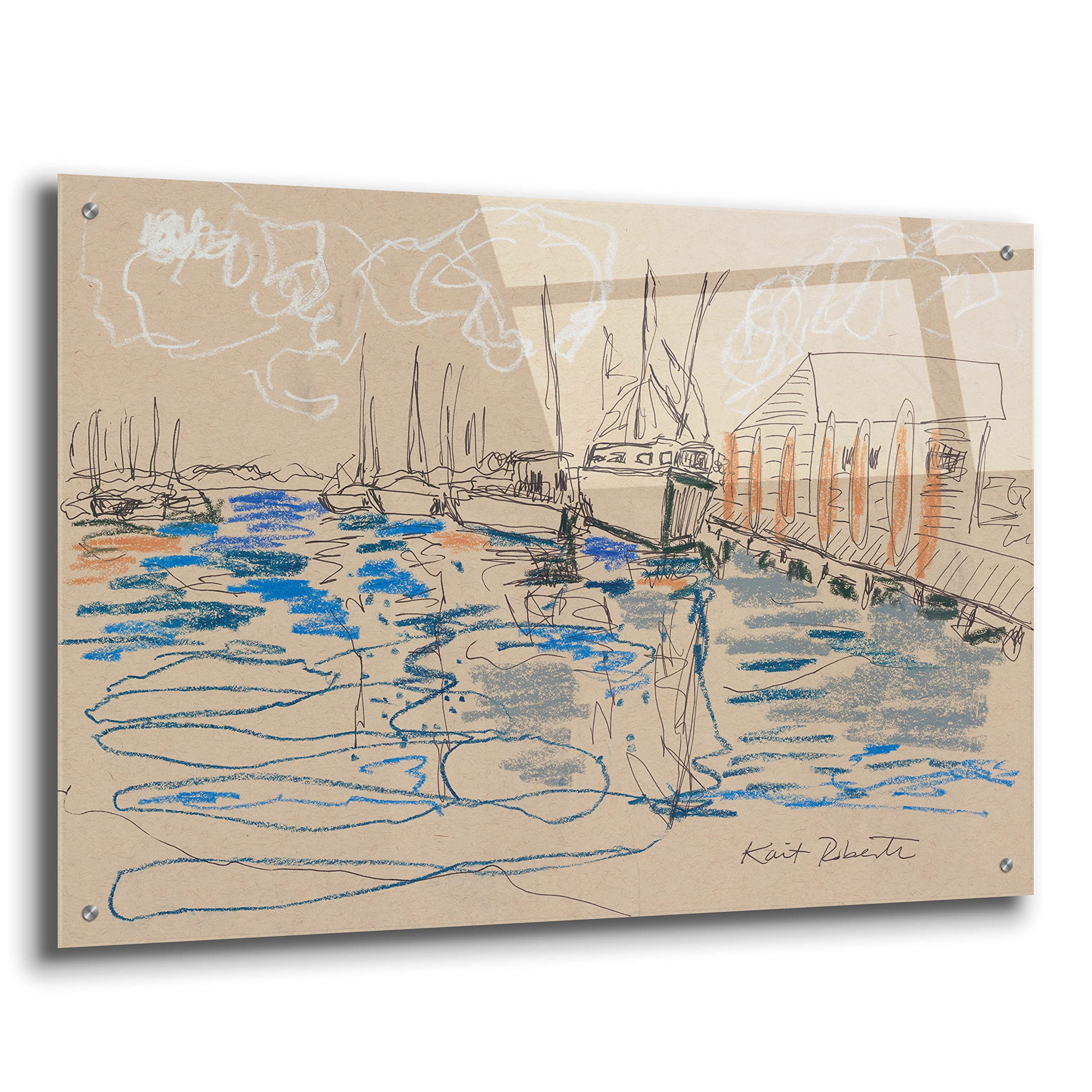 Epic Art 'Harraseeket Lunch and Lobster Co.' by Kait Roberts - 36x24 Inch Acrylic Glass Wall Painting - Coastal Kitchen Decor, Restaurant Artwork, Maine Seafood Theme Home Decoration