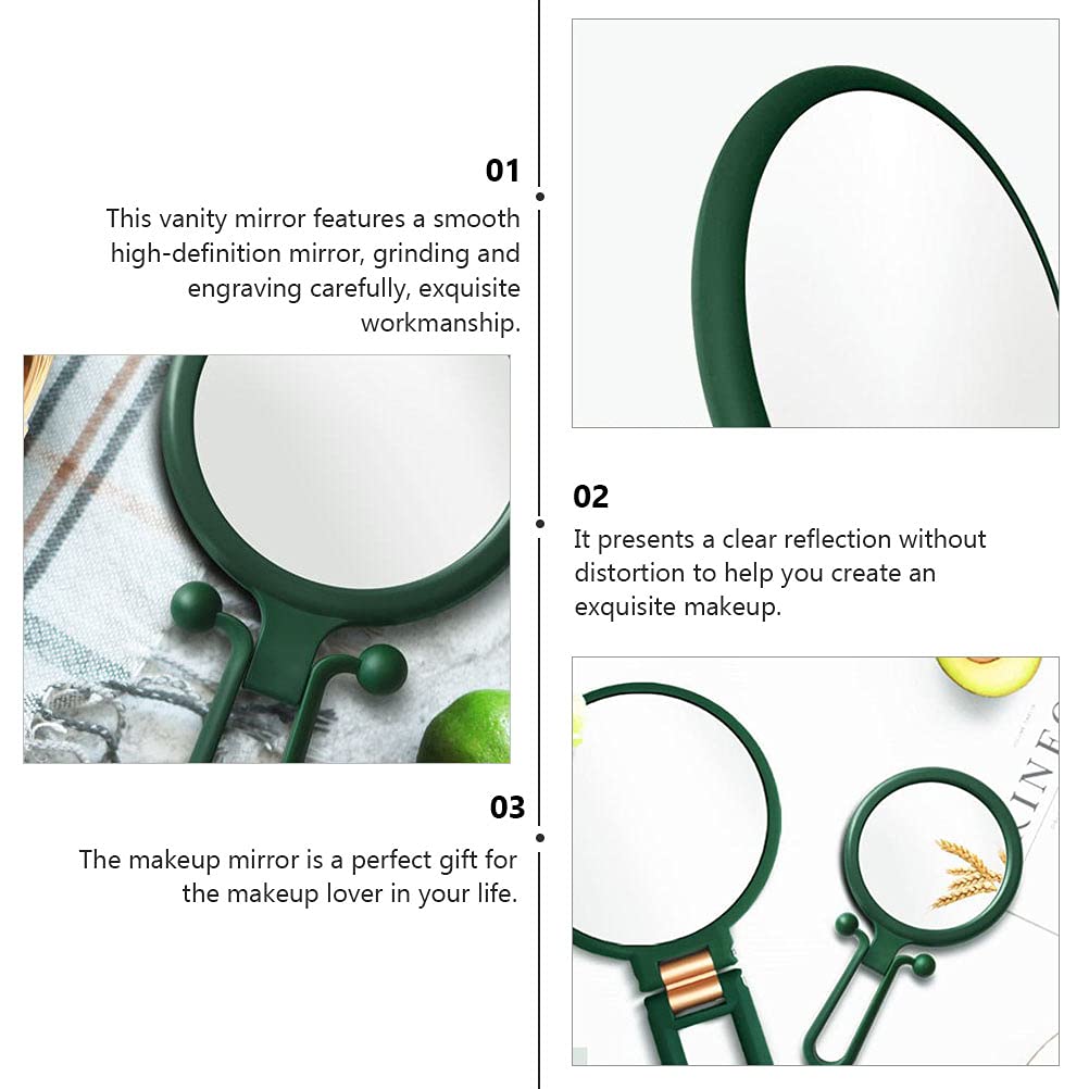 2PCS Folding Desktop Makeup Mirror - Small Double-Sided Portable Cosmetic Mirror with LED Lights for Home & Travel | Perfect for Vanity, Dressing Table, and On-the-Go Touch Ups