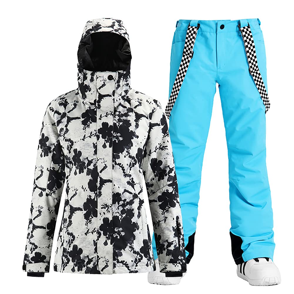 Women's Waterproof Ski & Snowboard Jacket with Windproof Pants Set - Colorful Winter Sports Outfit for Skiing, Snowboarding & Cold Weather Adventures
