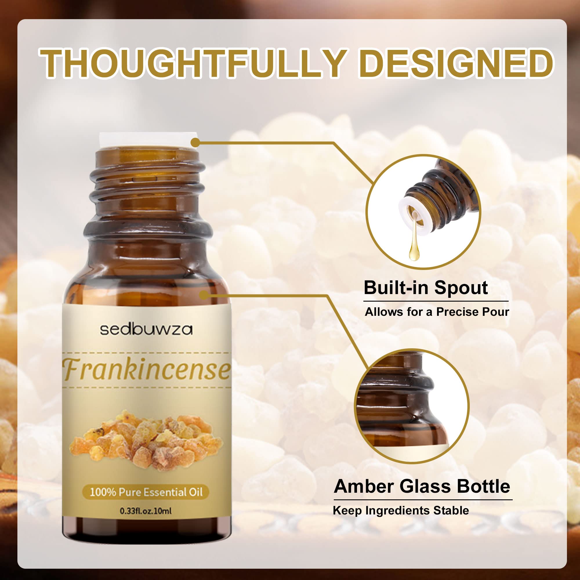 Premium Myrrh & Frankincense Essential Oil Set - 100% Pure Aromatherapy Oils for Diffusers, Massage, Soap & Candle Making (2x10ml) - Relaxation, Meditation & Spiritual Healing