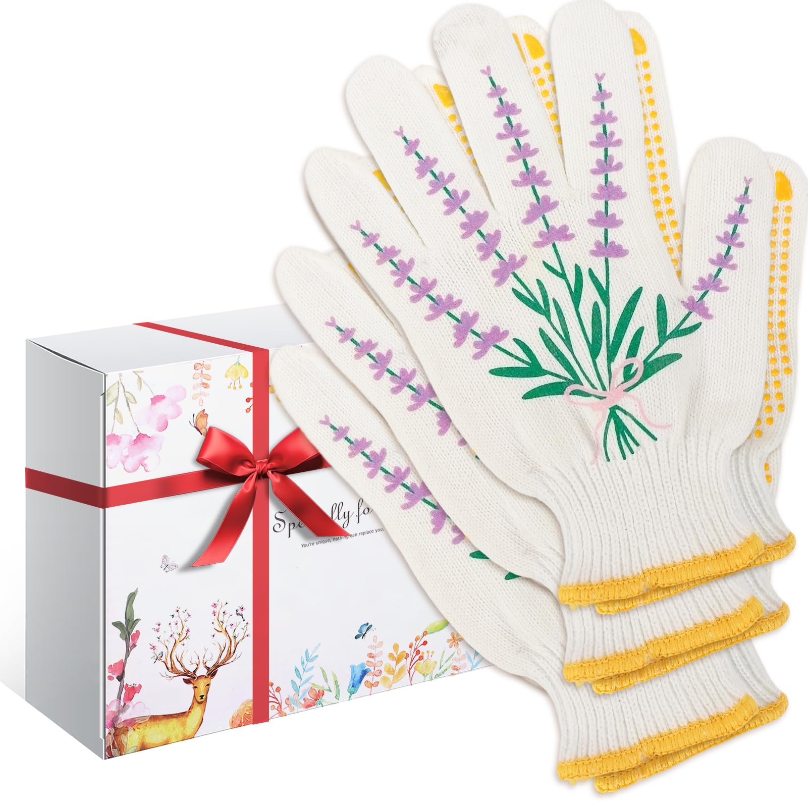 Breathable Gardening Gloves for Women - Non-Slip Cotton Work Gloves (3-Pack) for Home & Auto Repair