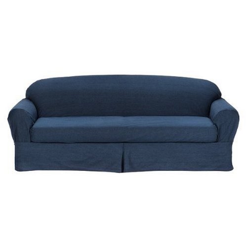Indigo Denim 2-Piece Sofa Slipcover - Stretchable Furniture Protector for Couches & Loveseats | Perfect for Living Room, Family Room & Home Decor