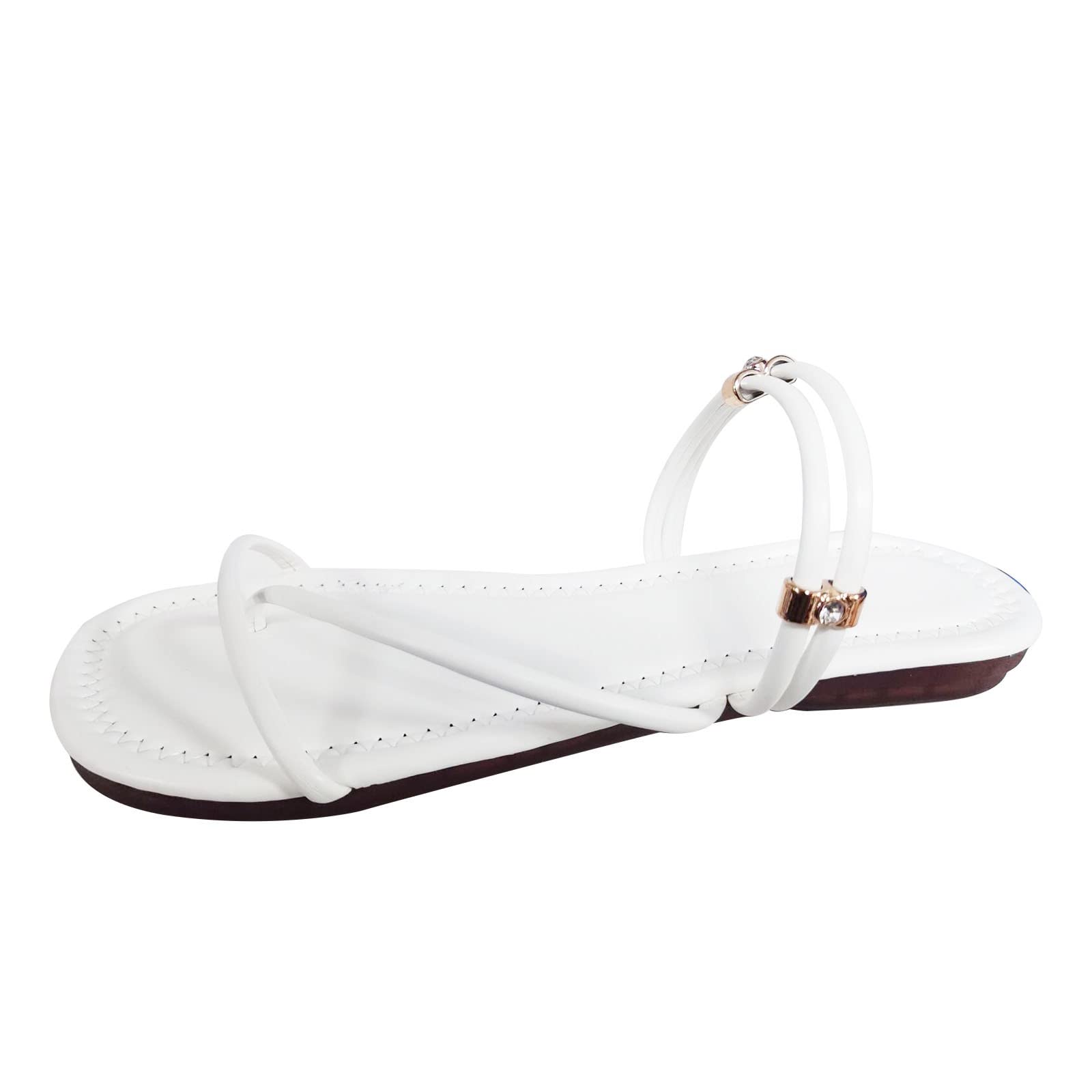 Women's Gold Slide Sandals - Summer Casual Bow Flip Flops with Extra Wide Fit - Perfect for Beach, Pool, and Vacation Outfits