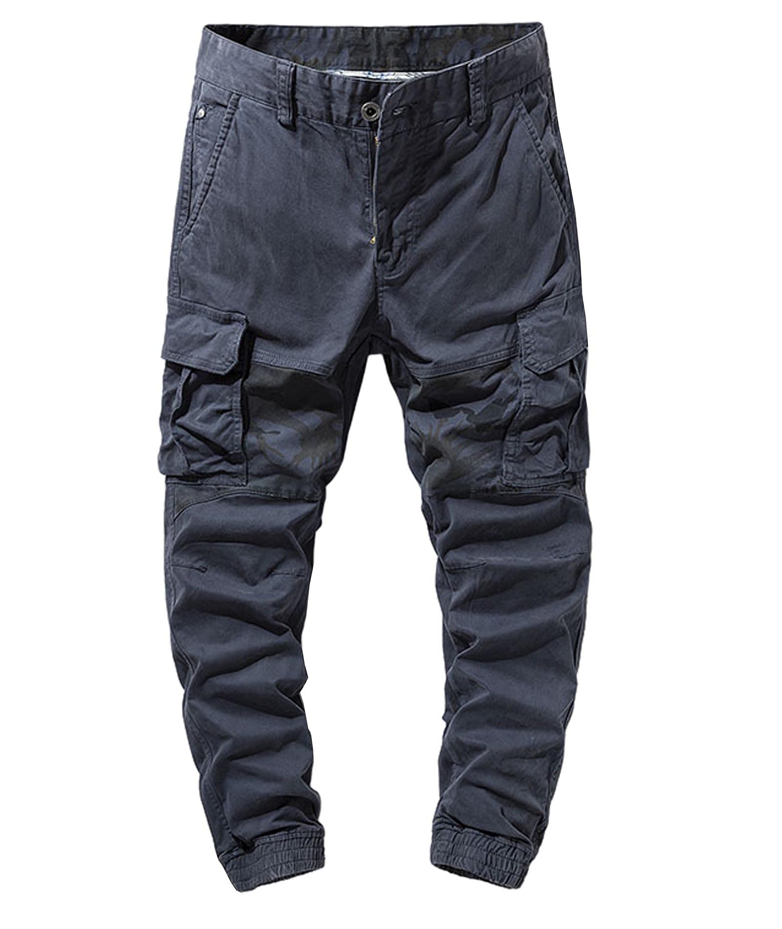 SOMTHRON Men's Camo Patchwork Cargo Pants - Military Camouflage Jogger Pants with Multiple Pockets & Button Closure - Casual Streetwear Sweatpants for Outdoor, Hiking & Urban Fashion