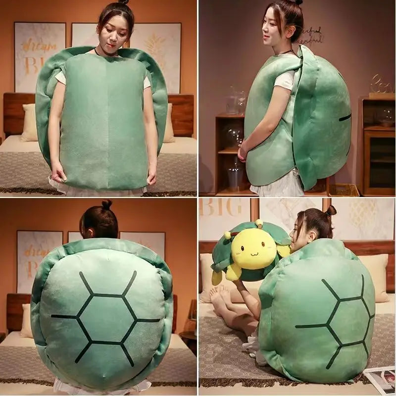 100CM Funny Big Turtle Shell Plush Toy - Wearable Adult Sleeping Bag, Soft Stuffed Pillow Cushion - Creative Gift for Friends & Kids - Perfect for Cosplay, Sleepovers, and Themed Parties