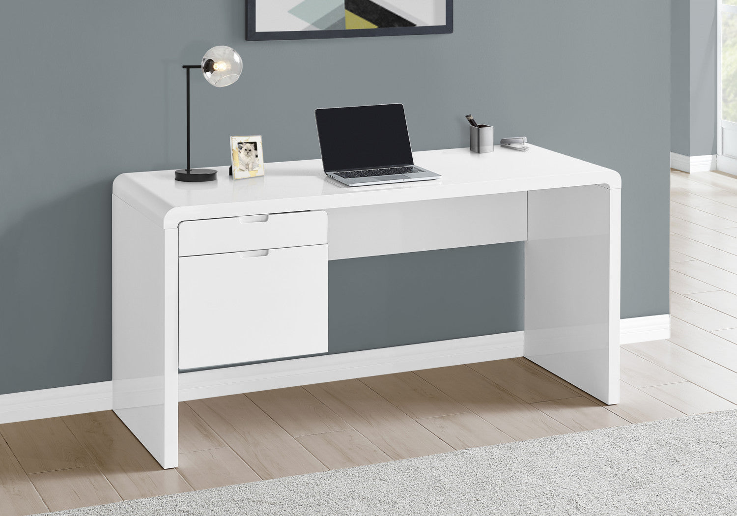Modern White Office Desk - Ergonomic Study Desk for Home & Office Workspace - Perfect for Remote Work, Gaming & Study
