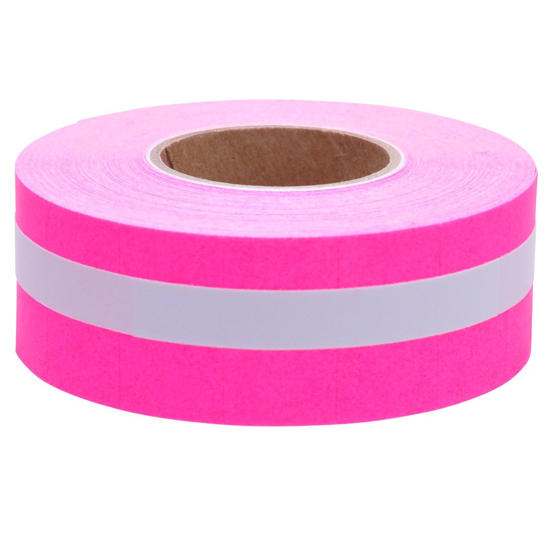 Fluorescent Pink Labels 16 Pack - Compatible with Towa GS Series, Halmark, and Century Price Guns - No Tamper Proof Slits (Free Ink Roll Included) - Perfect for Retail Pricing, Inventory Labeling, and Warehouse Organization