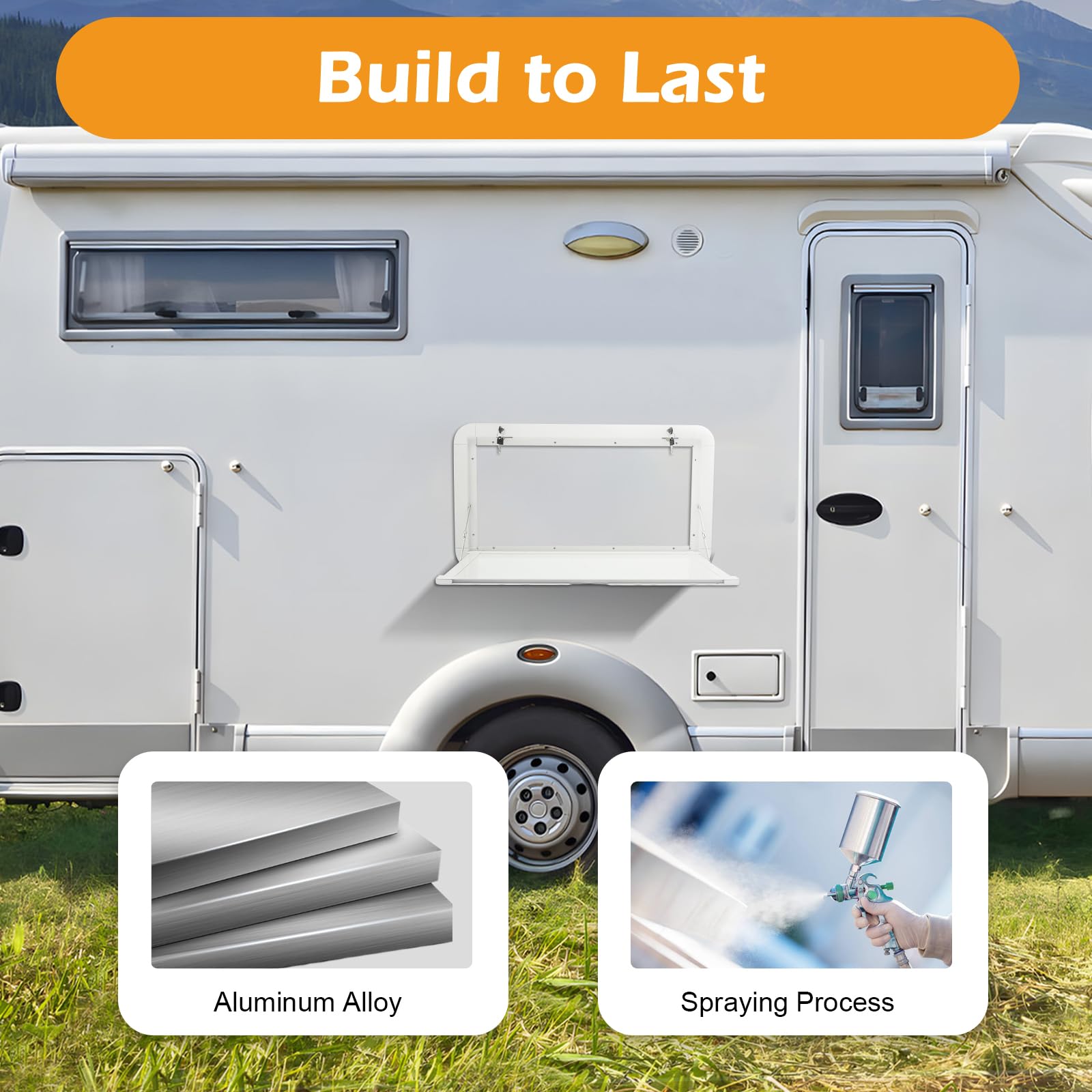 31.5 x 17.7 Inch RV Folding Table - Wall Mount Flip Down Desk with Lock for Campervans, Motorhomes & Travel Trailers | Outdoor Picnic, Dining & Workspace Solution