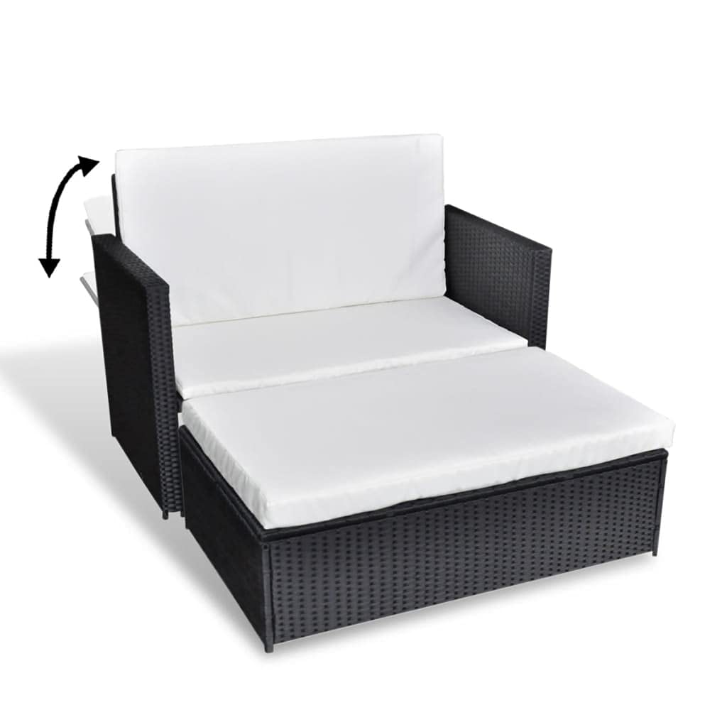Premium 2-Piece Outdoor Patio Furniture Set - Black Poly Rattan Wicker Conversation Sofa & Chair with Cushions for Garden, Poolside, Balcony, Porch, Backyard | Durable Indoor/Outdoor Lounge Set