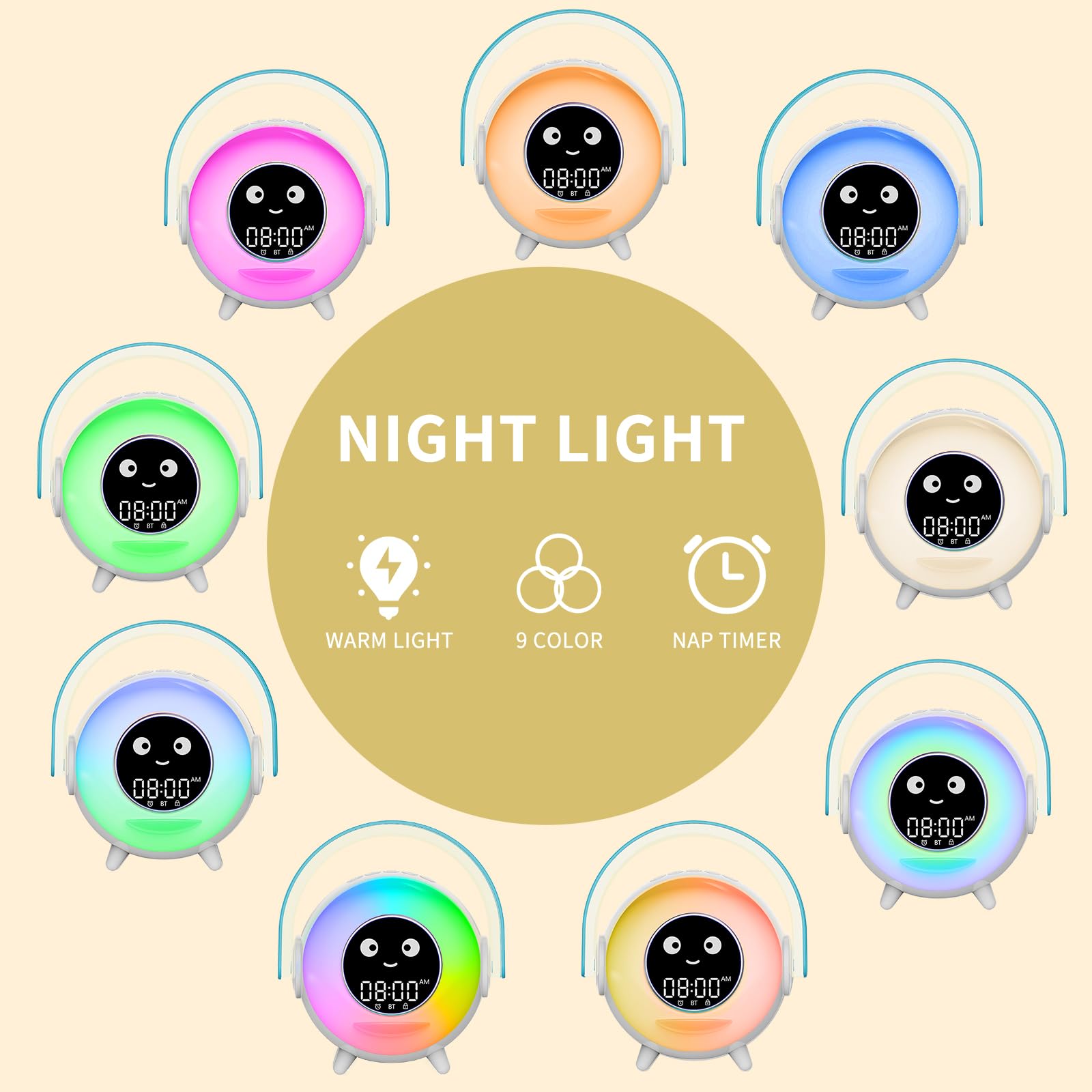 LOVME Kids Alarm Clock with Bluetooth Speaker, Night Light, Nap Timer & Microphone - Sleep Training Clock for Toddlers, Boys & Girls - Perfect for Bedrooms, Daycare & OK to Wake Light for Better Sleep Routine