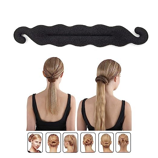 Viraaji Hair Donut Bun Maker - Magic Clip Twist & Turn Hair Styling Sponge for Easy Updos (2 Pack, Black) - Perfect for Parties, Weddings, and Everyday Hairstyles
