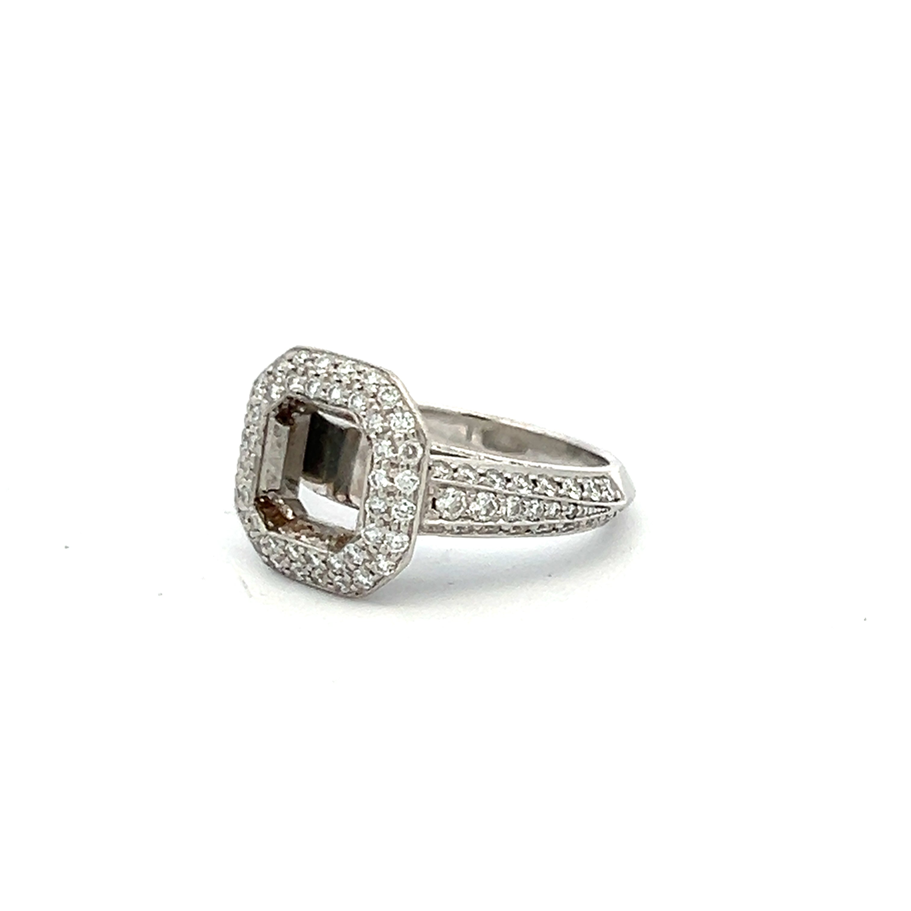 0.65 Carat Round Brilliant I SI1 Diamond Platinum Semi Mount Ring - Elegant Engagement & Wedding Jewelry for Women
