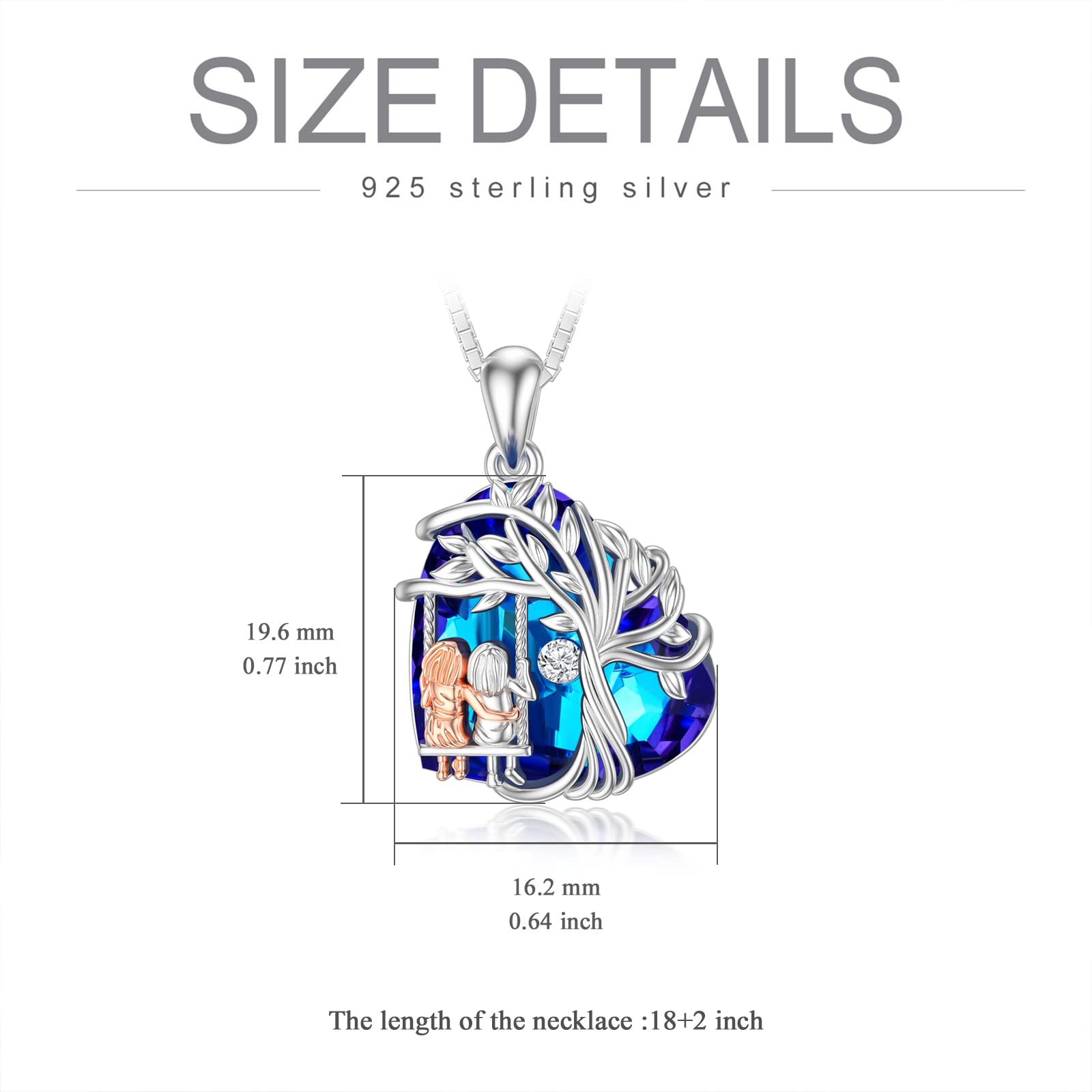 TOUPOP 925 Sterling Silver Tree of Life Necklace for Sisters - 2/3/4 Sisters Crystal Jewelry Gift for Women, Daughter, Friends | Birthday, Mother's Day Present | Perfect for Family Reunions, Sister Bonding & Special Occasions